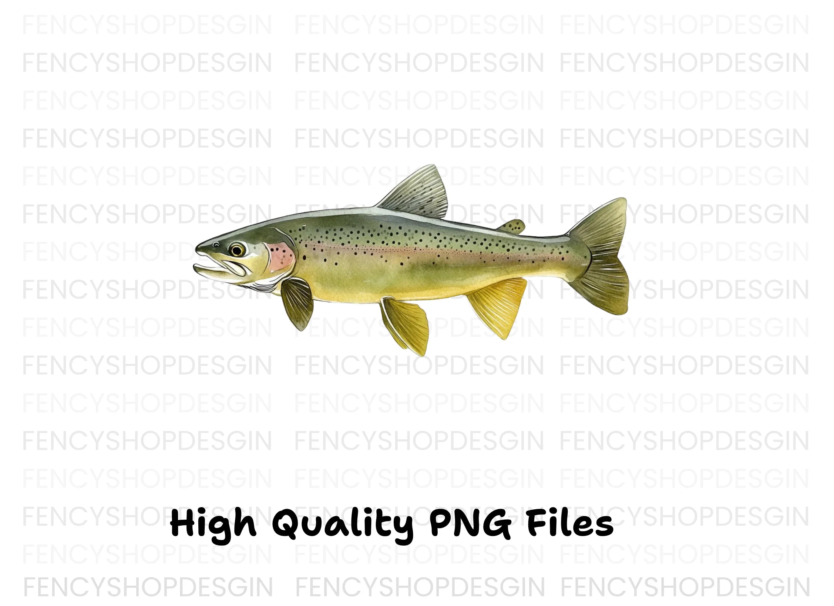 Realistic Brown Trout Fish Clipart Bundle