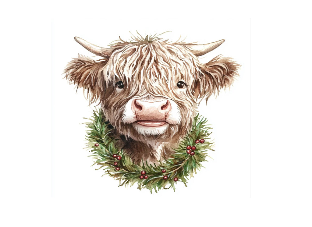 Highland Cow Christmas Wreath Clipart Bundle