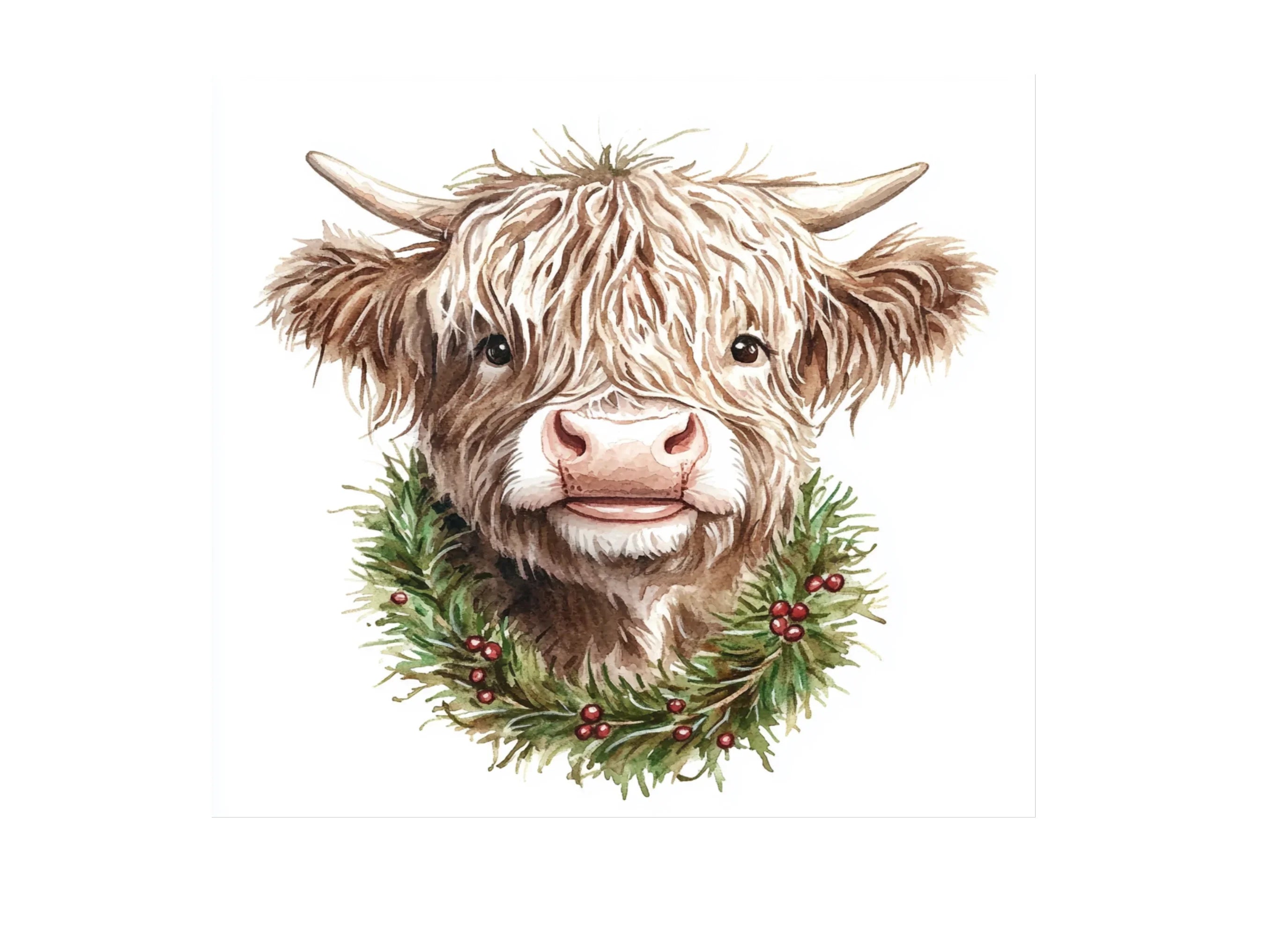 Highland Cow Christmas Wreath Clipart Bundle