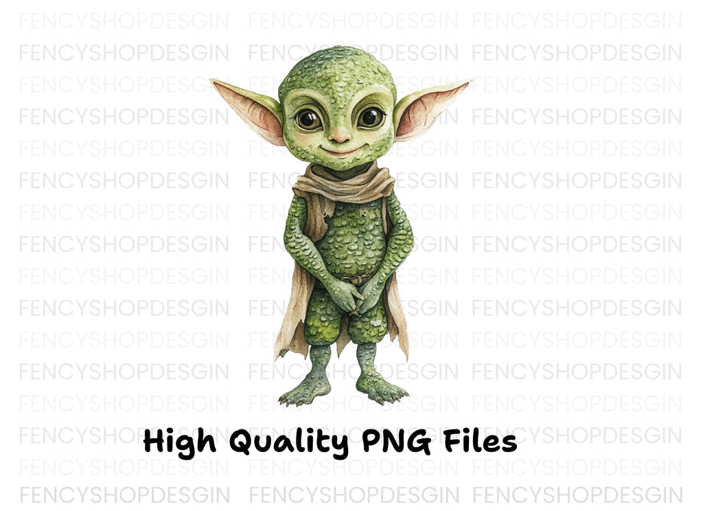 Cute Green Alien Creature Clipart Bundle