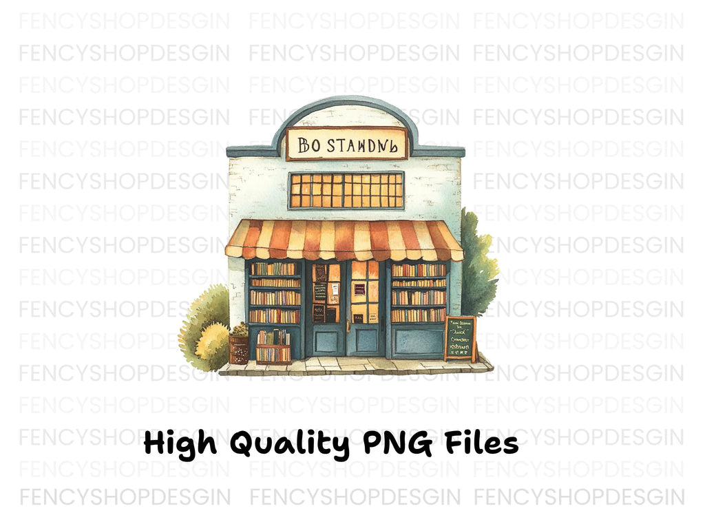 Vintage Bookstore Illustration Clipart Bundle
