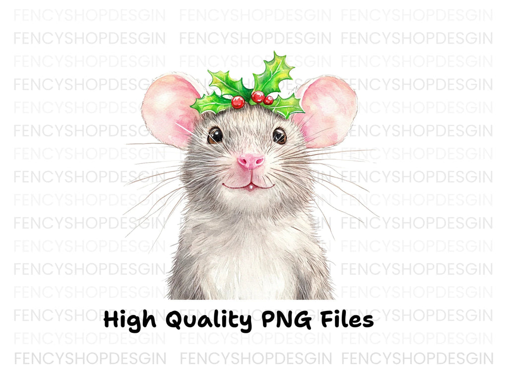 Cute Christmas Mouse Clipart Bundle