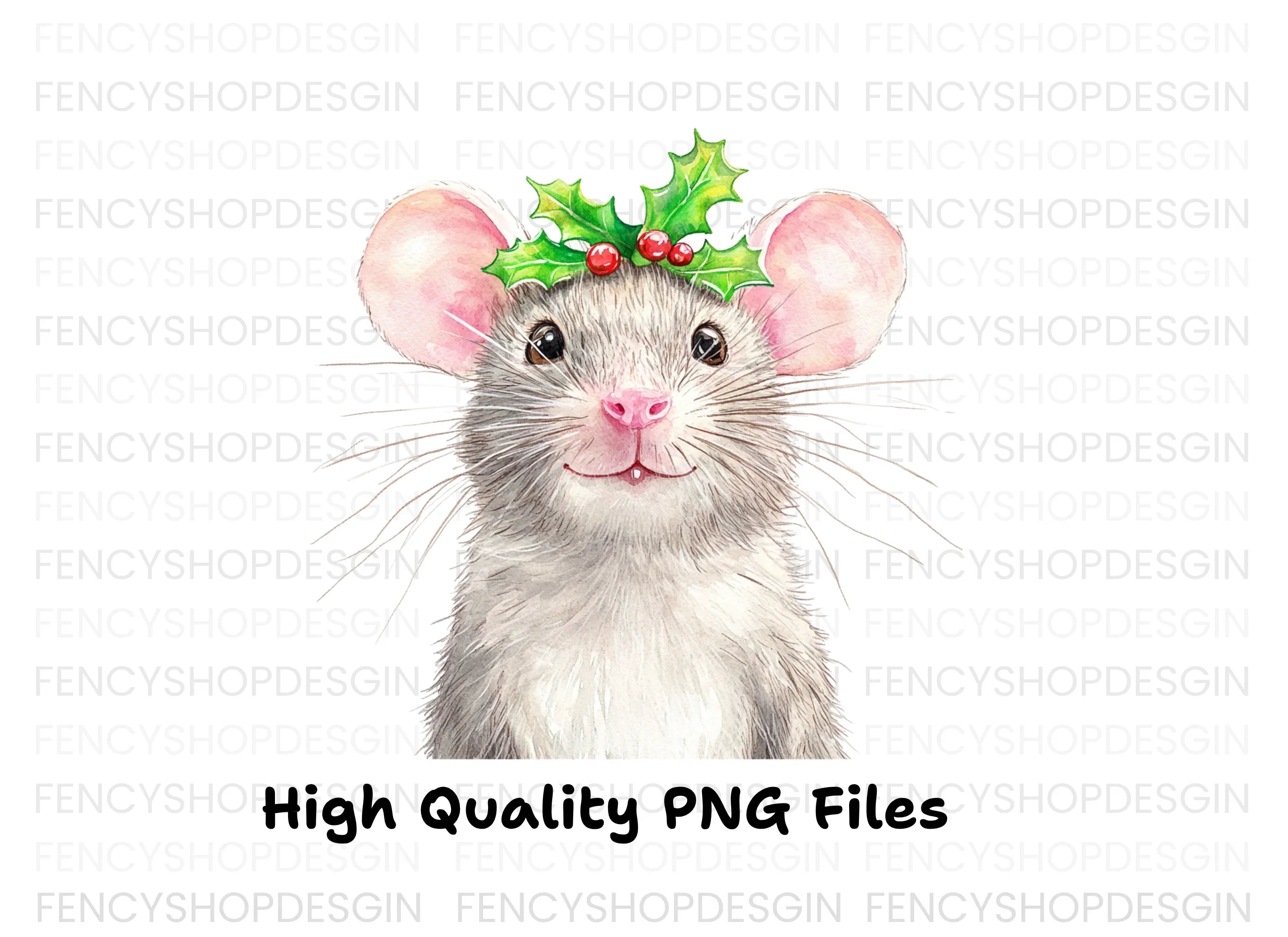 Cute Christmas Mouse Clipart Bundle