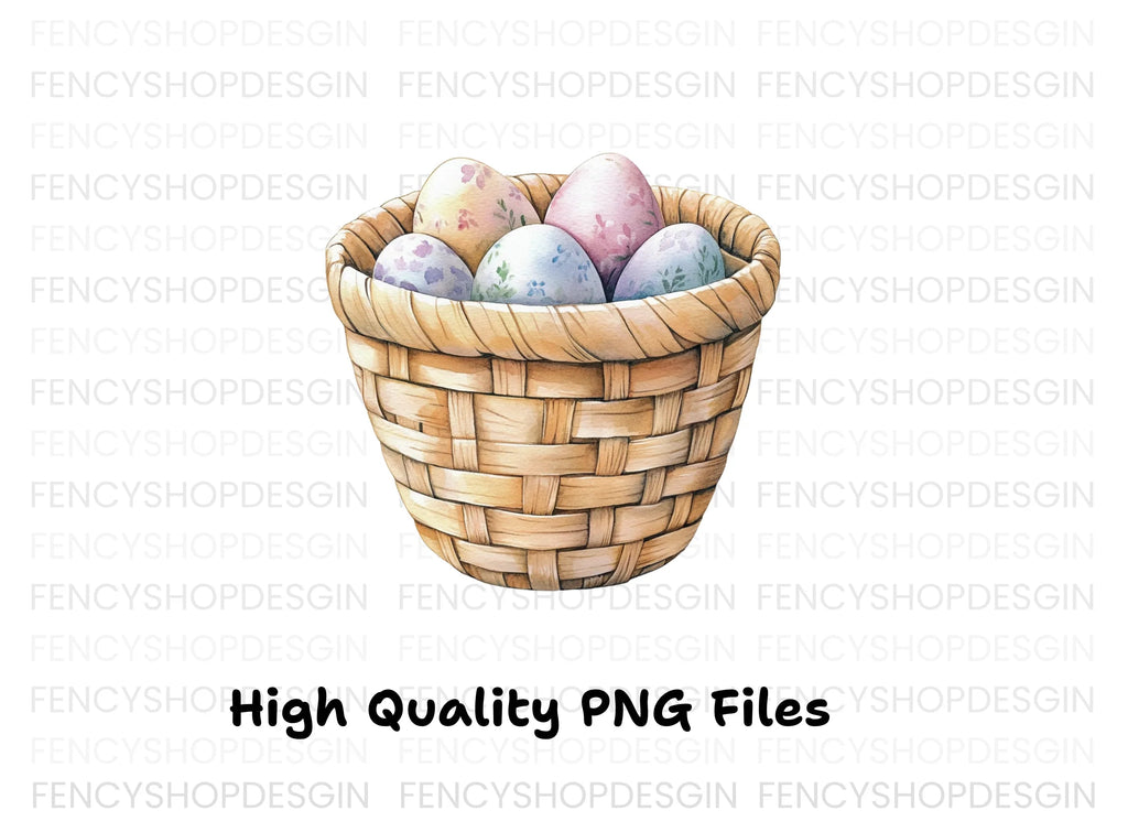 Easter Eggs in Basket Clipart Bundle