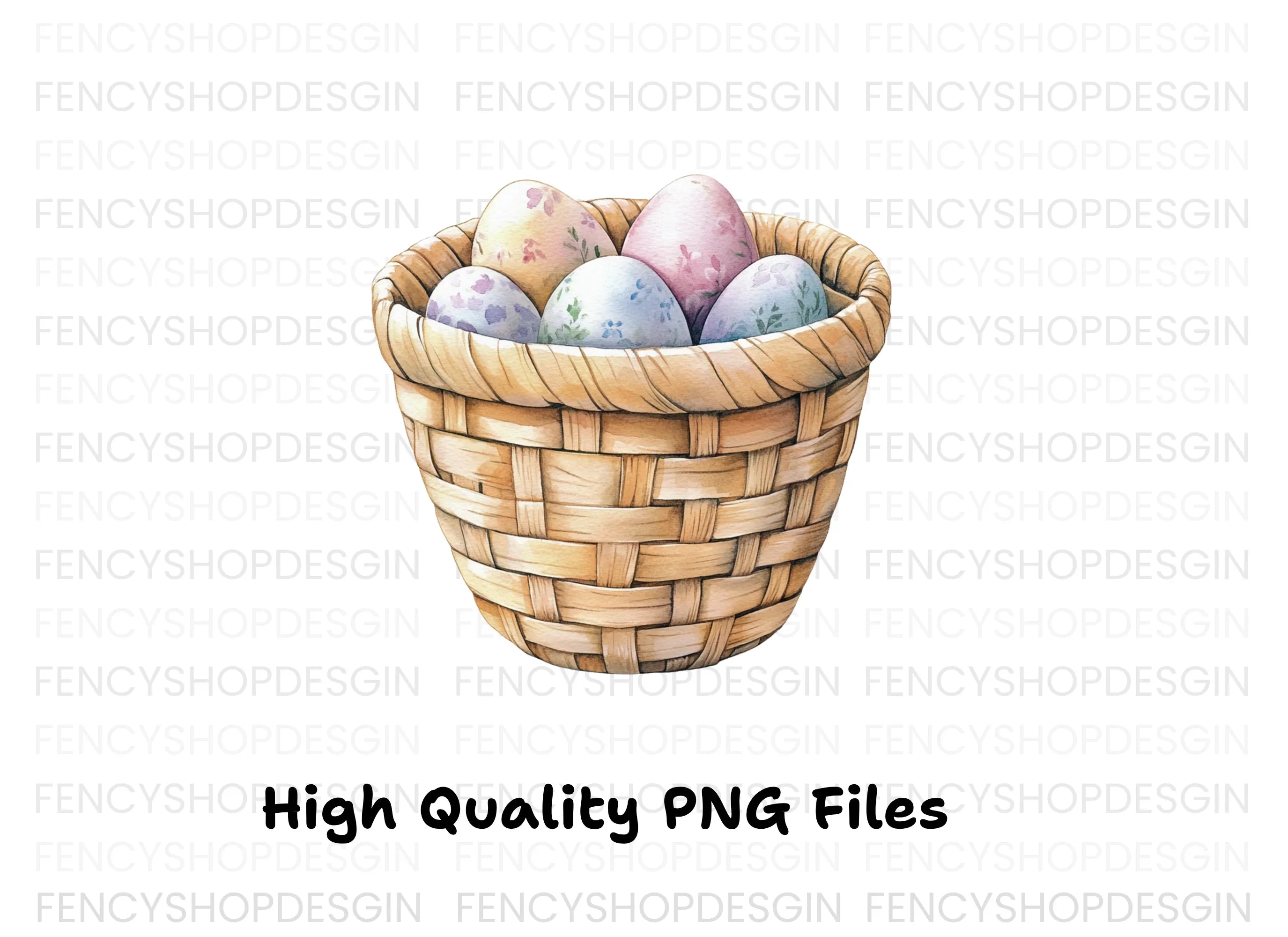 Easter Eggs in Basket Clipart Bundle