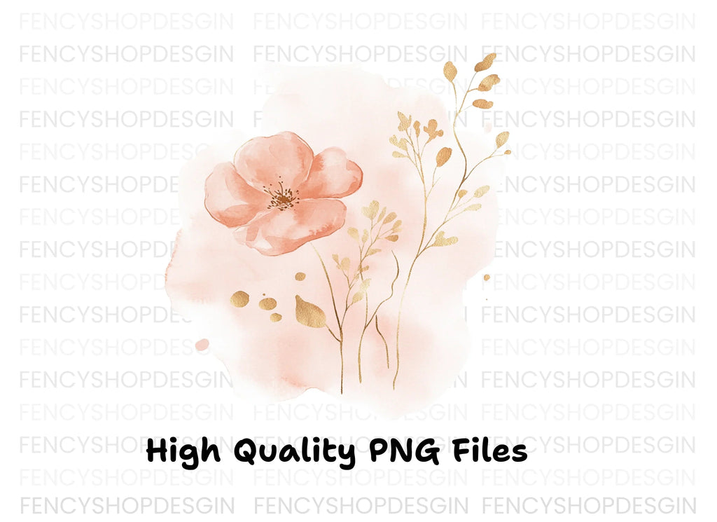 Floral Gold Clipart Bundle
