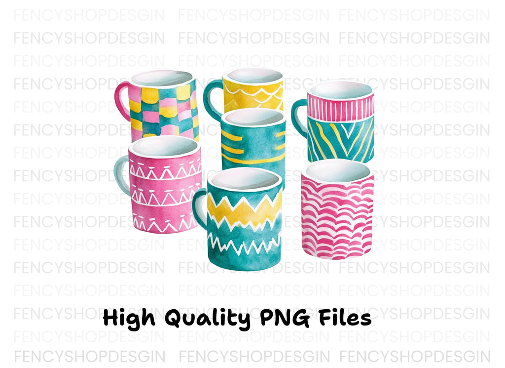 Patterned Mugs Clipart Bundle