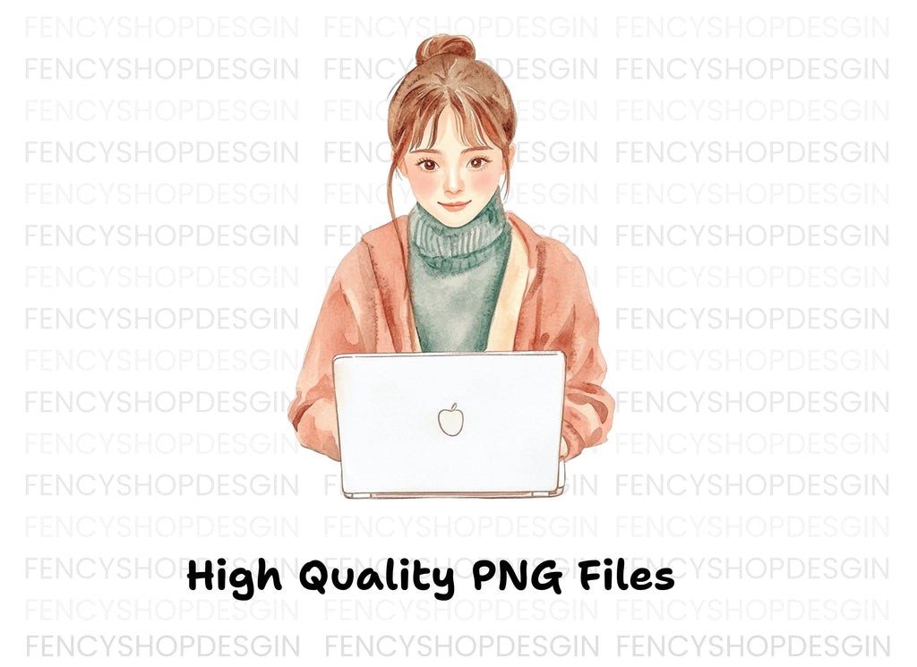 Girl With Laptop Clipart Bundle