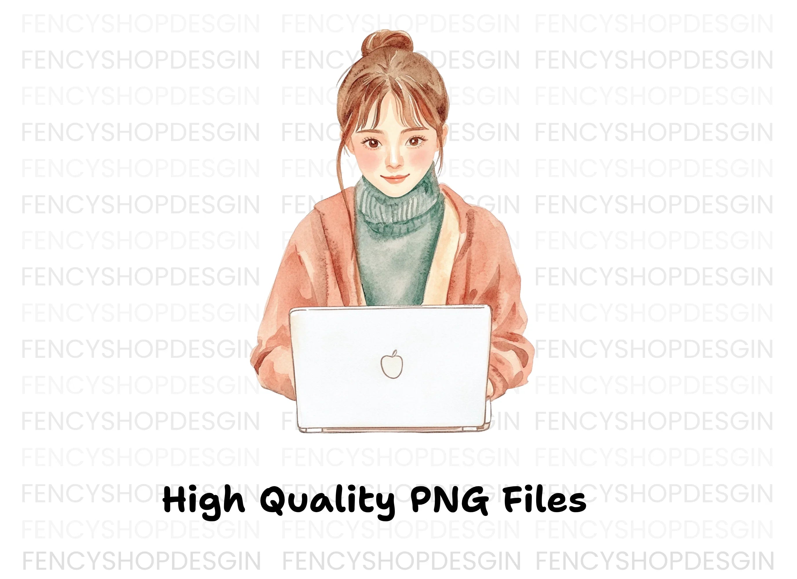 Girl With Laptop Clipart Bundle