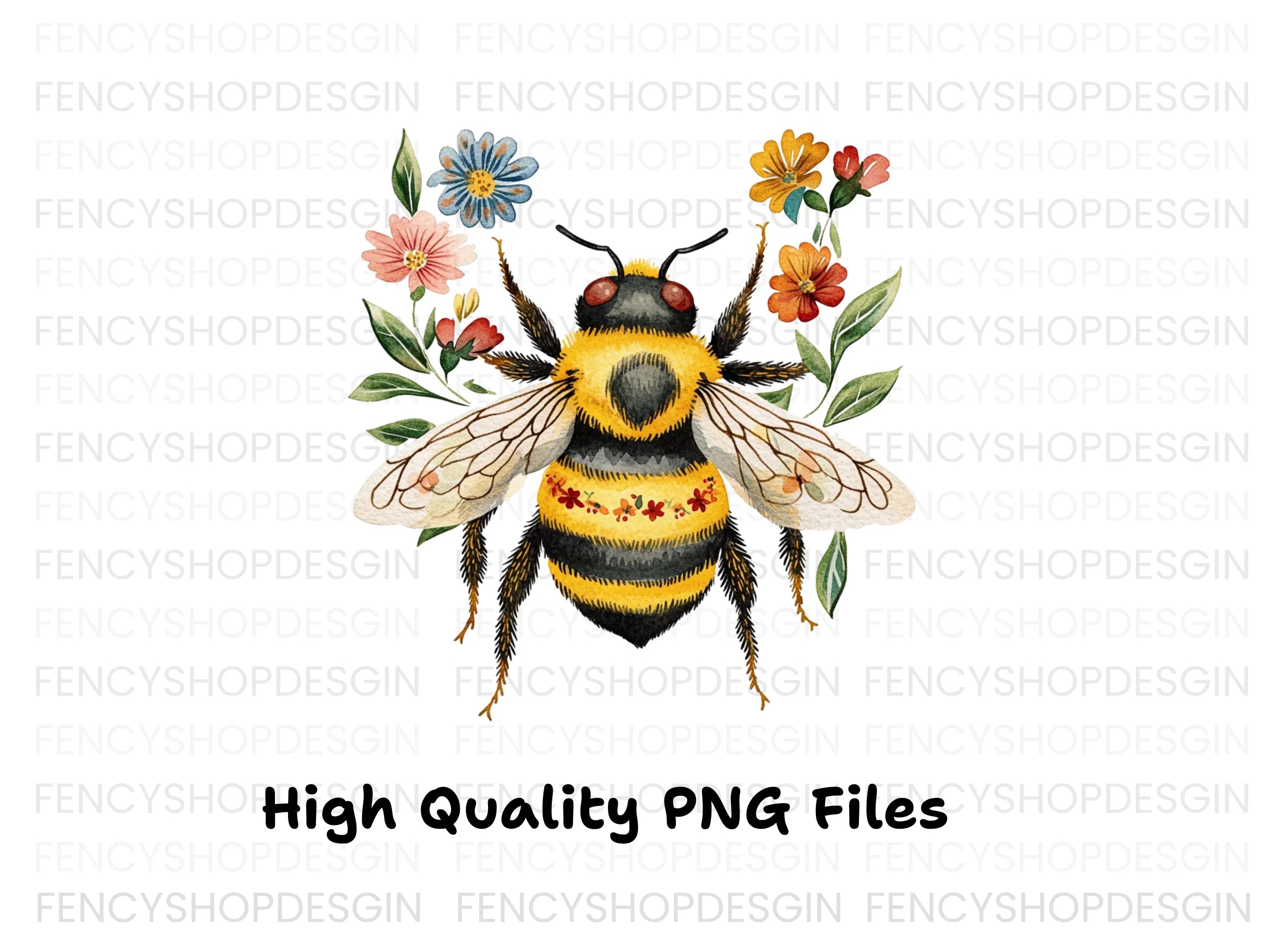 Bumblebee and Flowers Clipart Bundle
