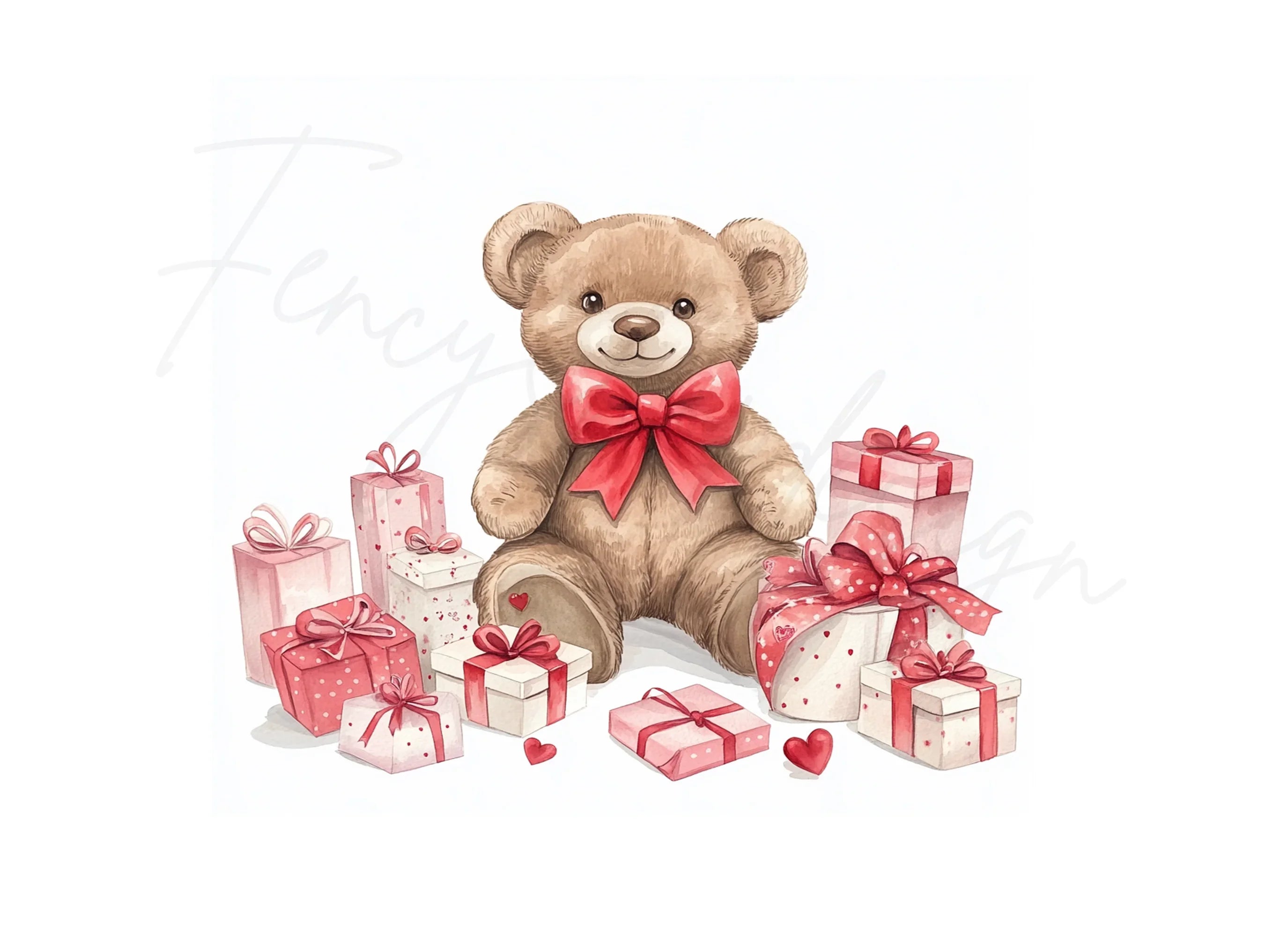 Cute Teddy Bear with Gifts Clipart Bundle