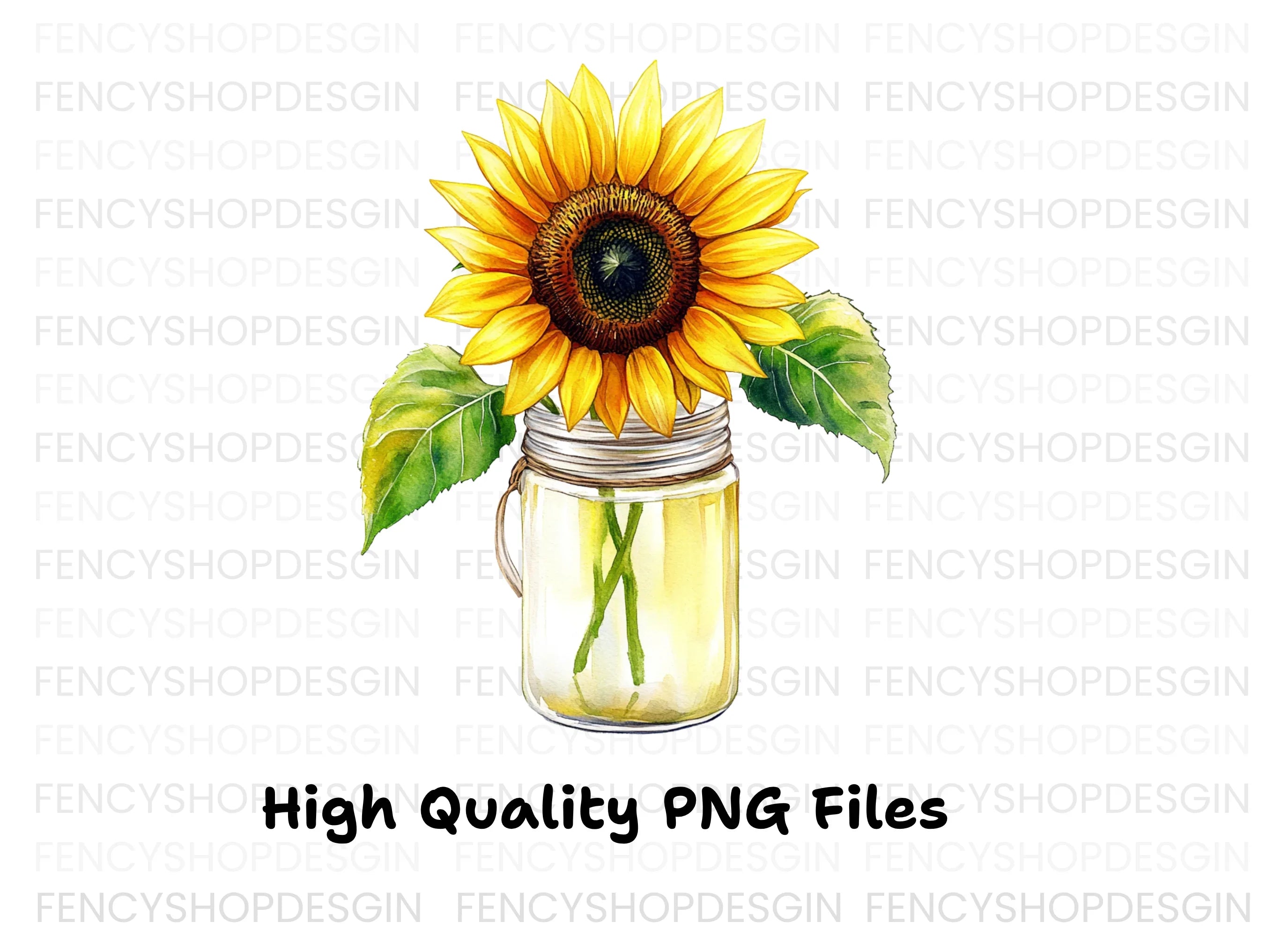 Sunflower in Mason Jar Clipart Bundle