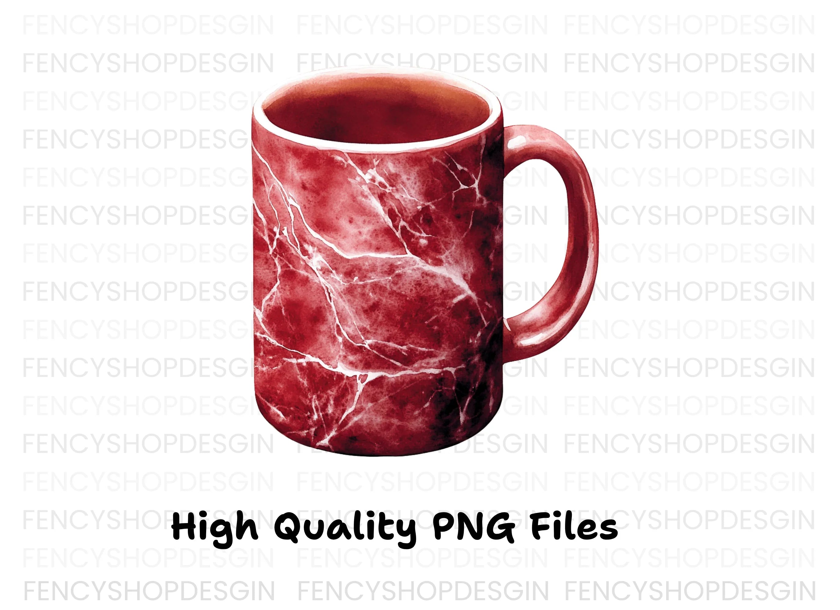 Red Marble Pattern Coffee Clipart Bundle