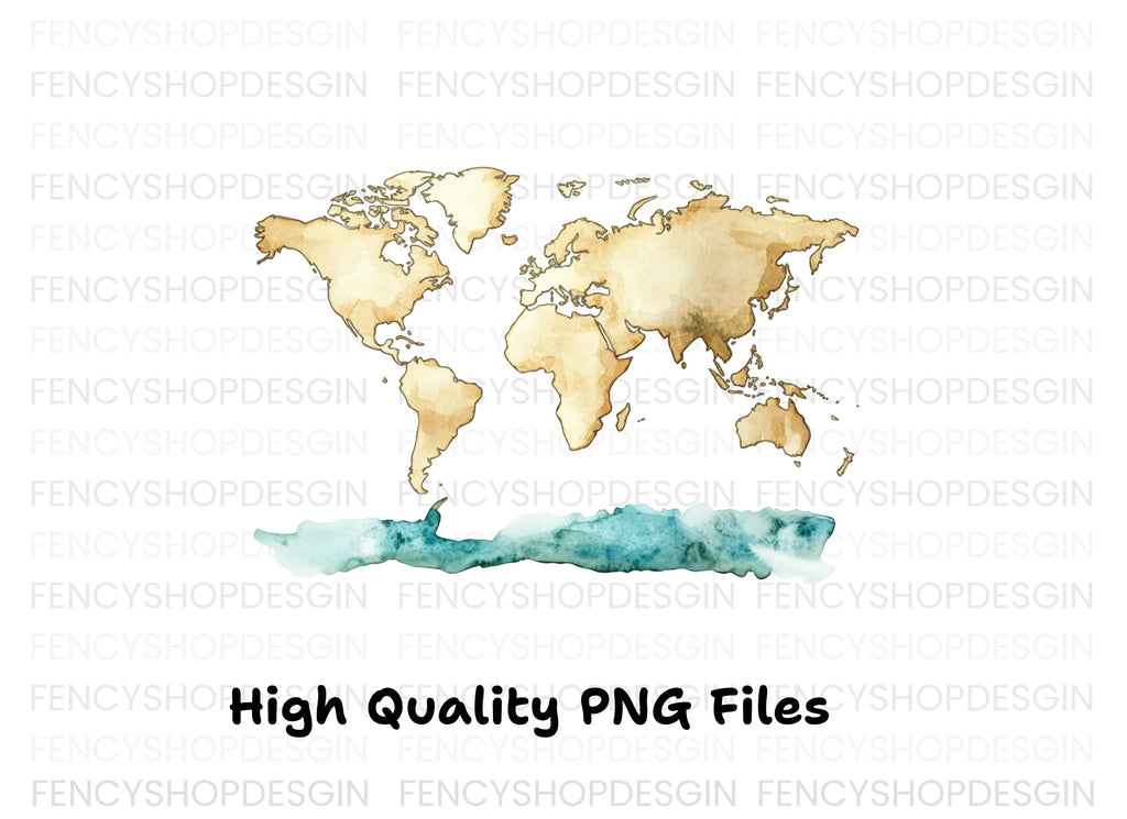 Vintage World Map Antarctica Clipart Bundle