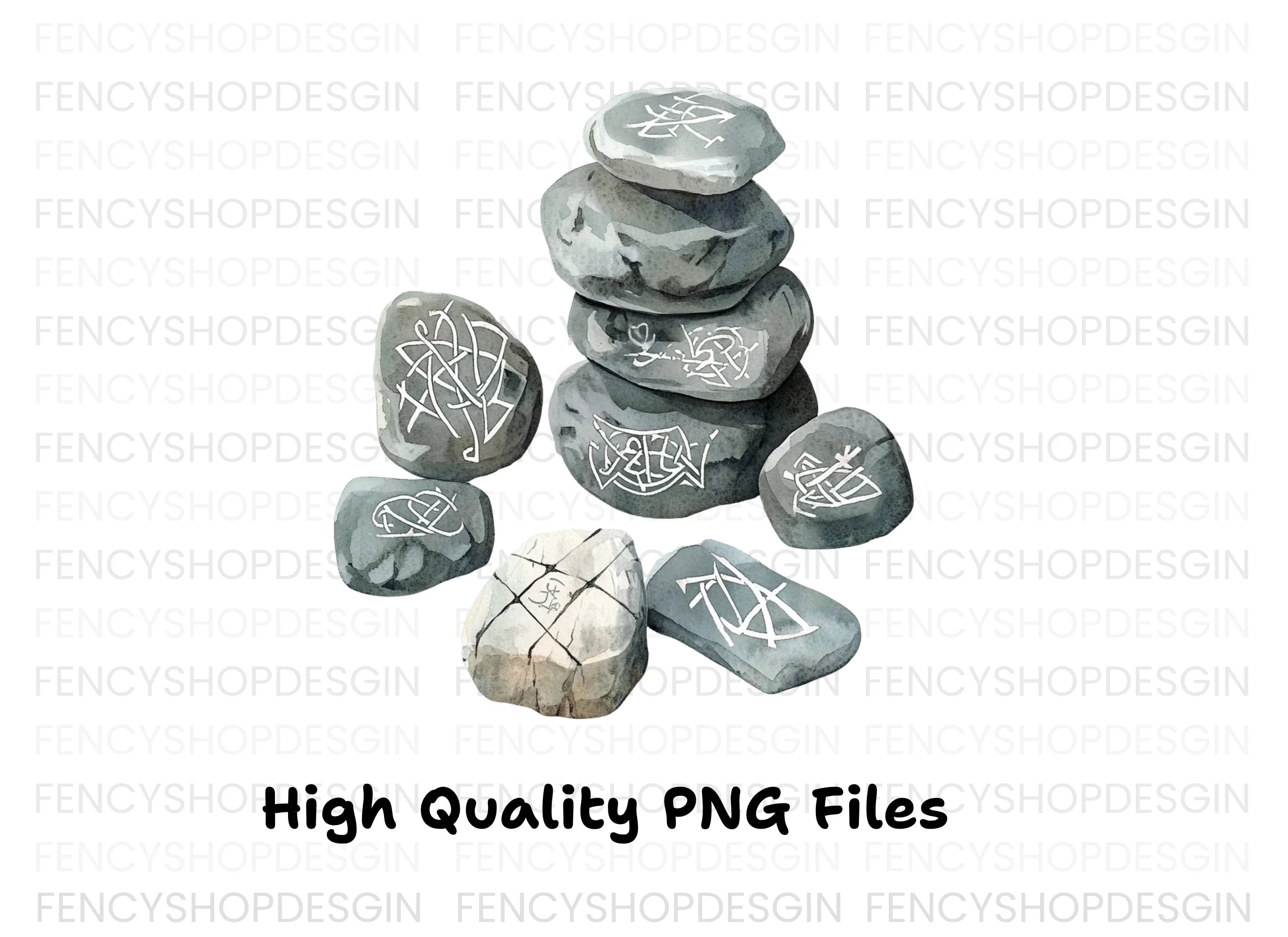 Stacked Rune Stones Clipart Bundle