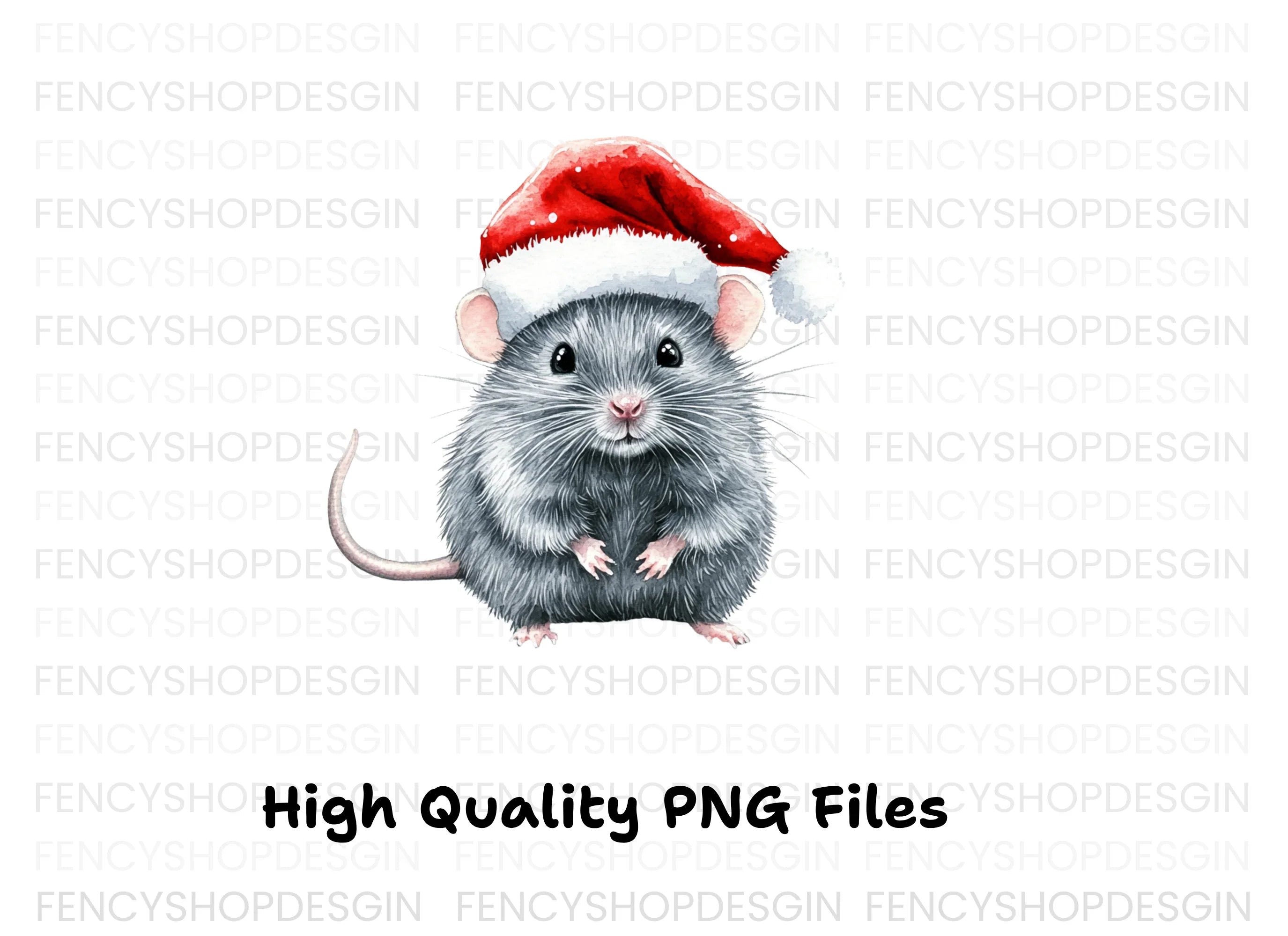 Christmas Mice with Santa Hats Clipart Bundle