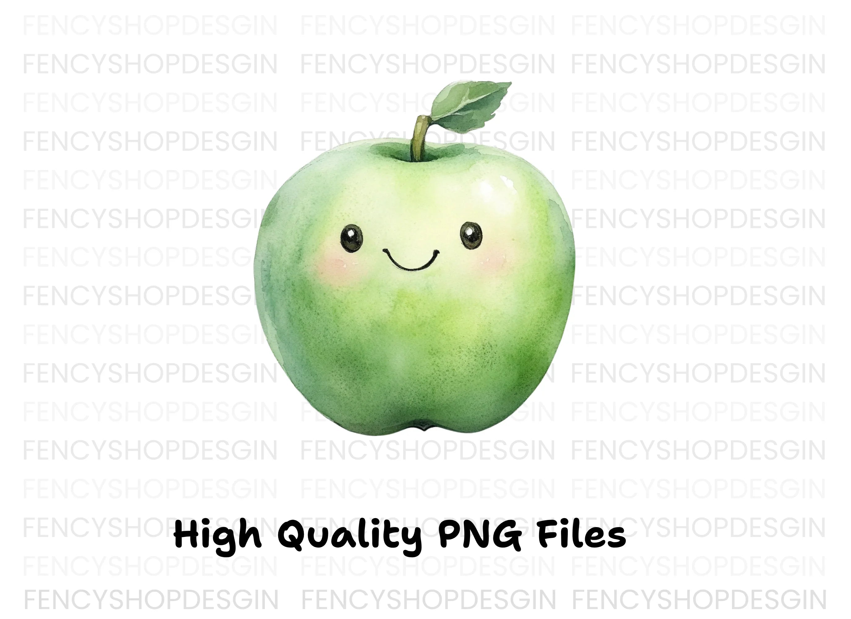Cute Green Apple Clipart Bundle