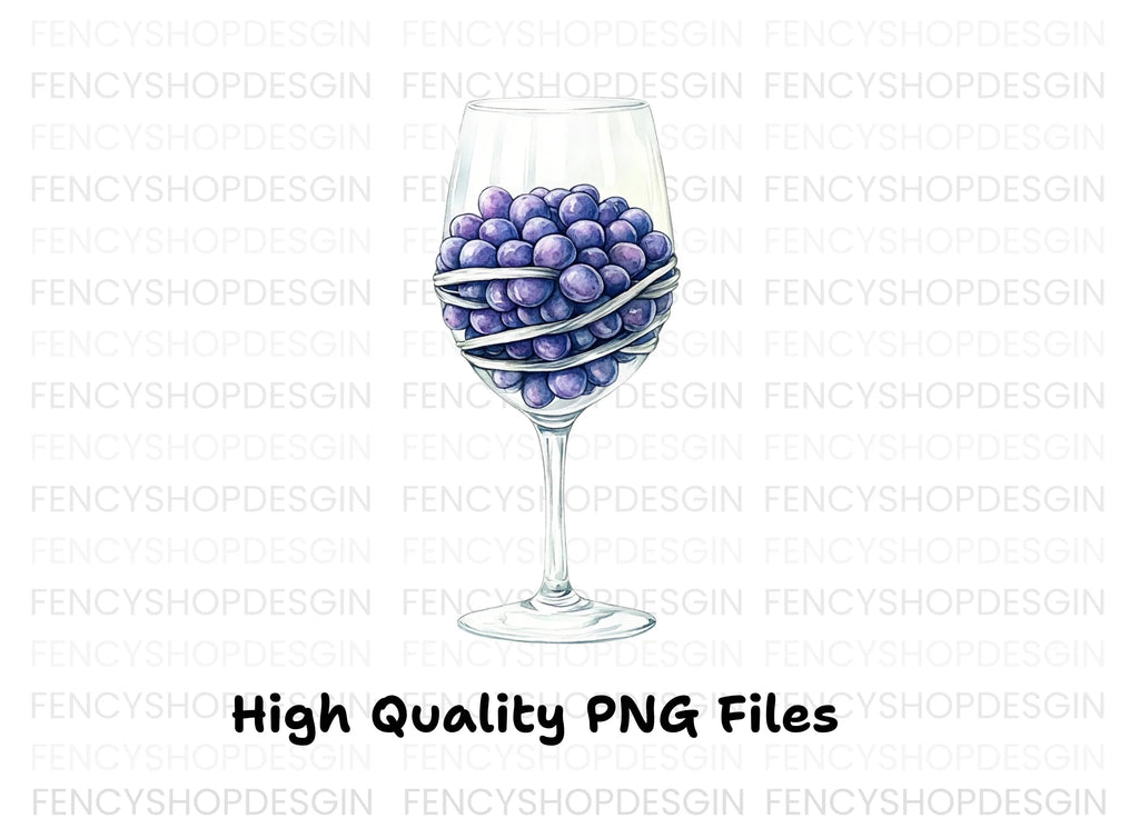 Grapes in Wine Glass Clipart Bundle