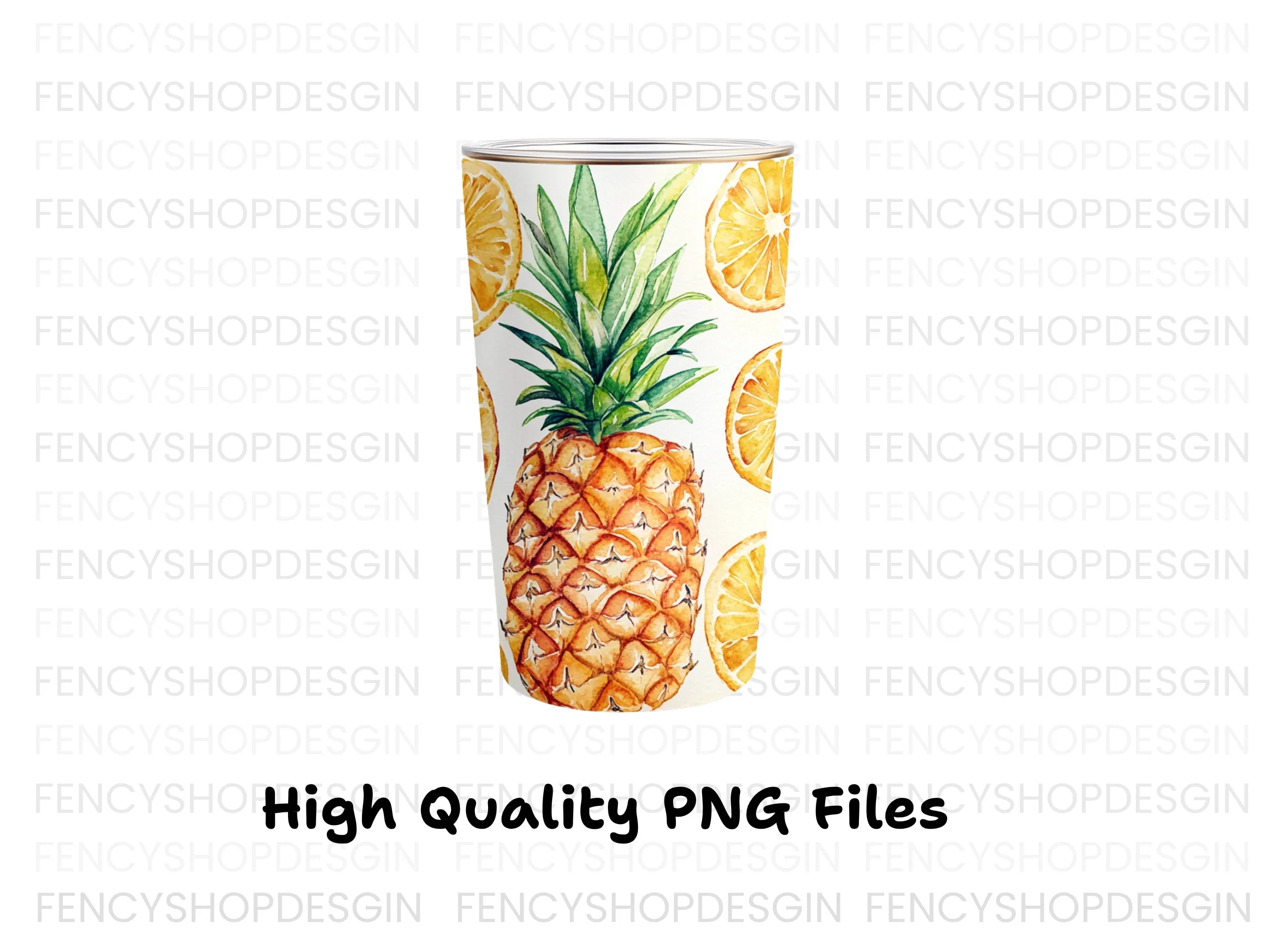 Pineapple and Orange Slices Tumbler Clipart Bundle
