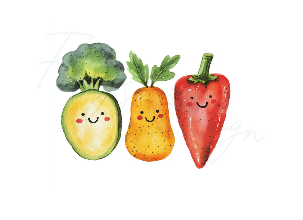 Smiling Fruit and Vegetable Friends Clipart Bundle
