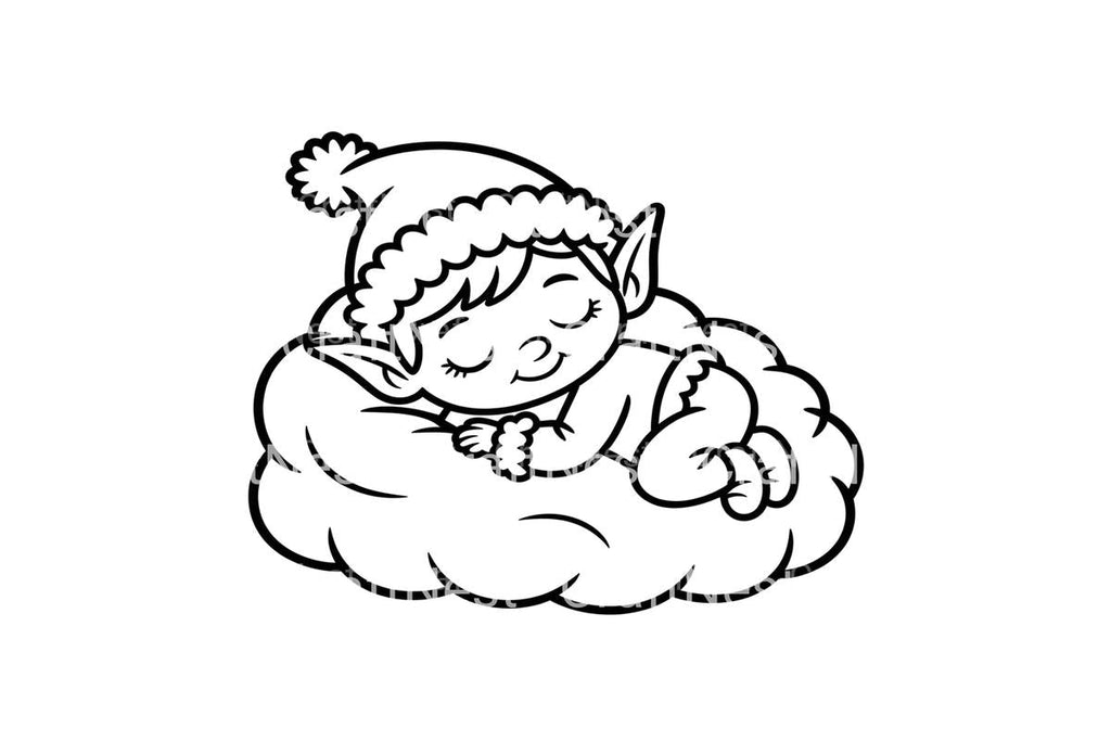 Cute Sleeping Christmas Elves Coloring Books