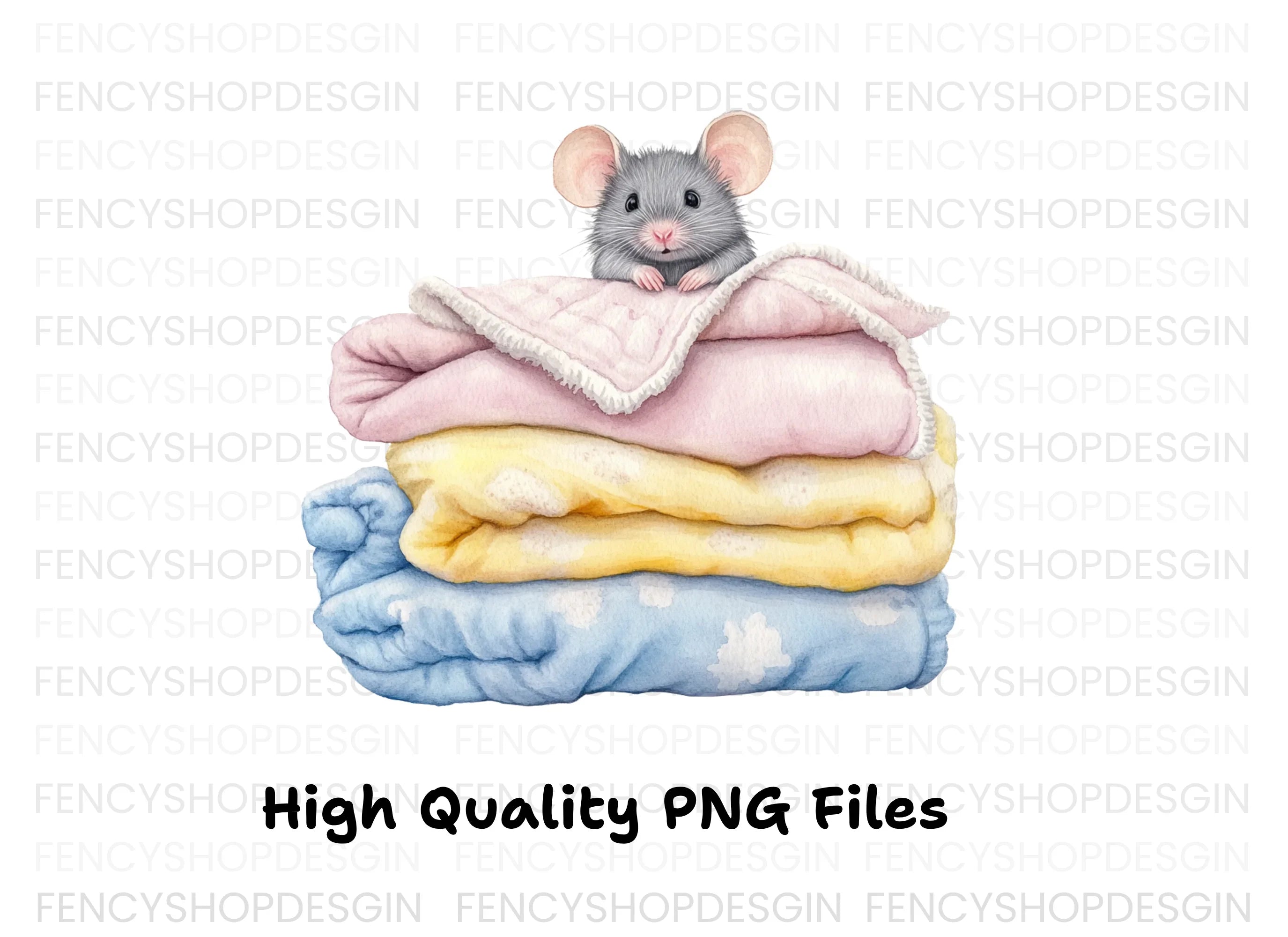 Baby Mice on Cozy Blanket Stacks Clipart Bundle