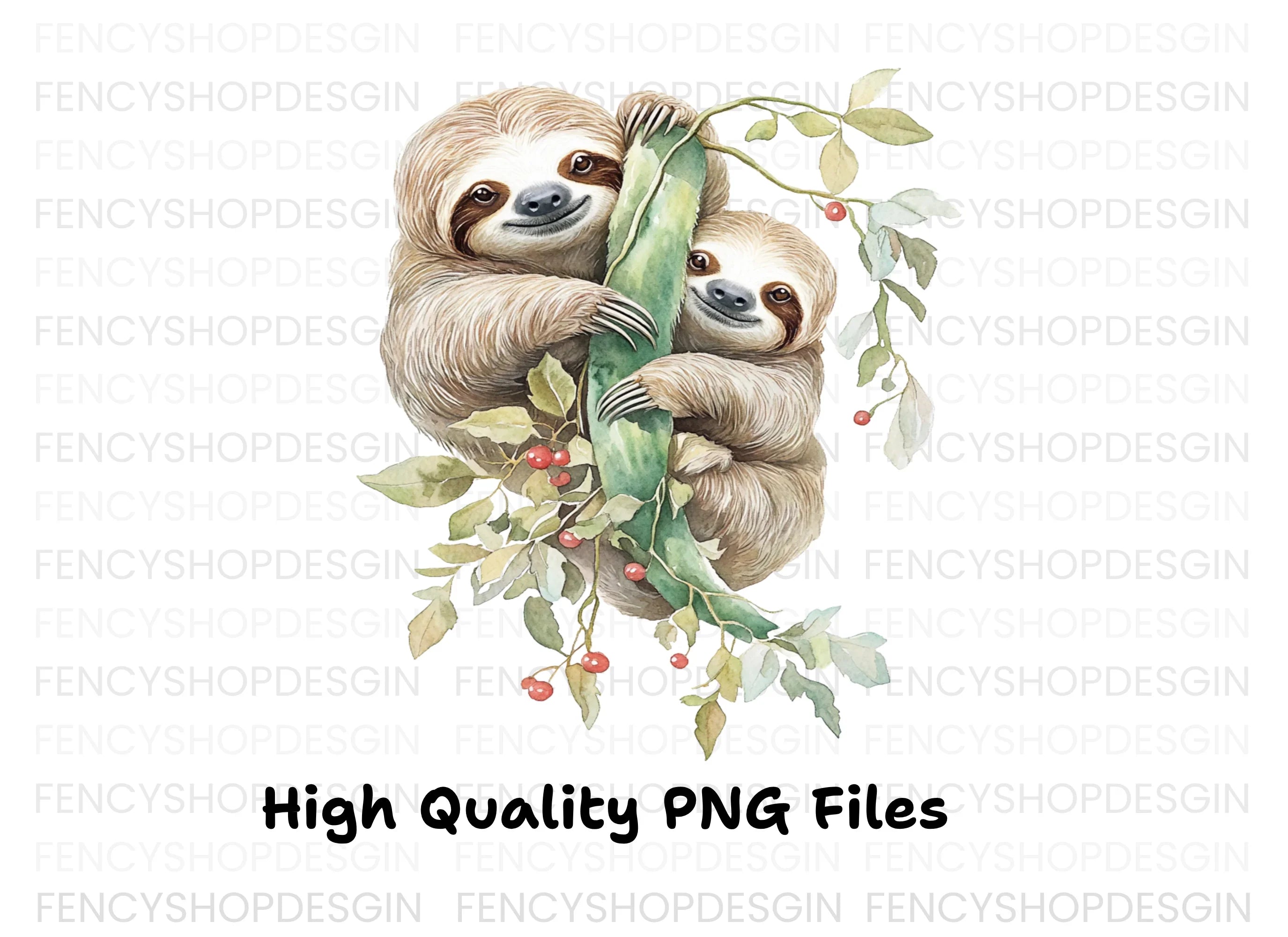 Mother and Baby Sloth Clipart Bundle