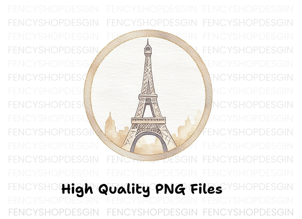 Vintage Eiffel Tower Circle Clipart Bundle