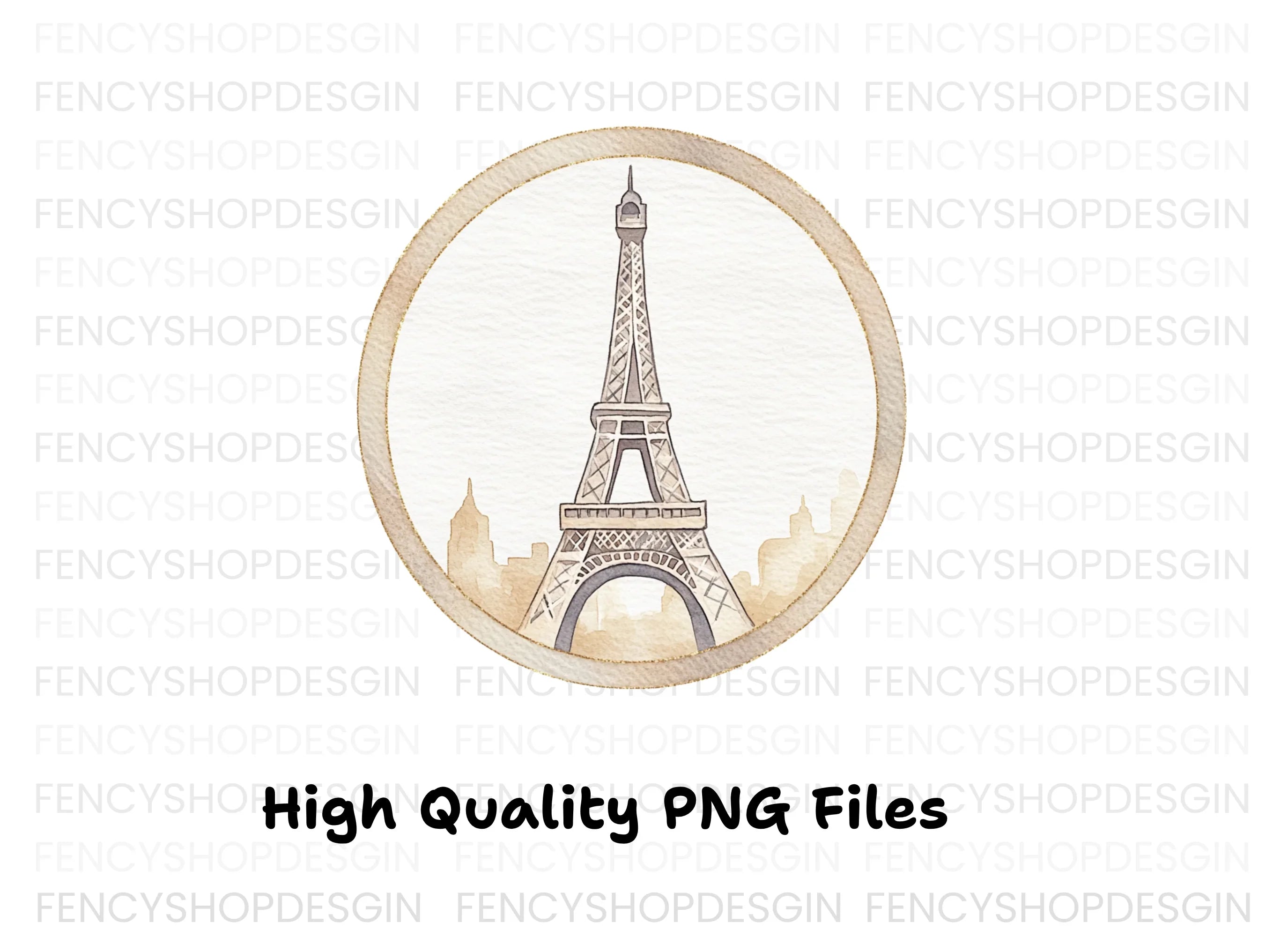 Vintage Eiffel Tower Circle Clipart Bundle