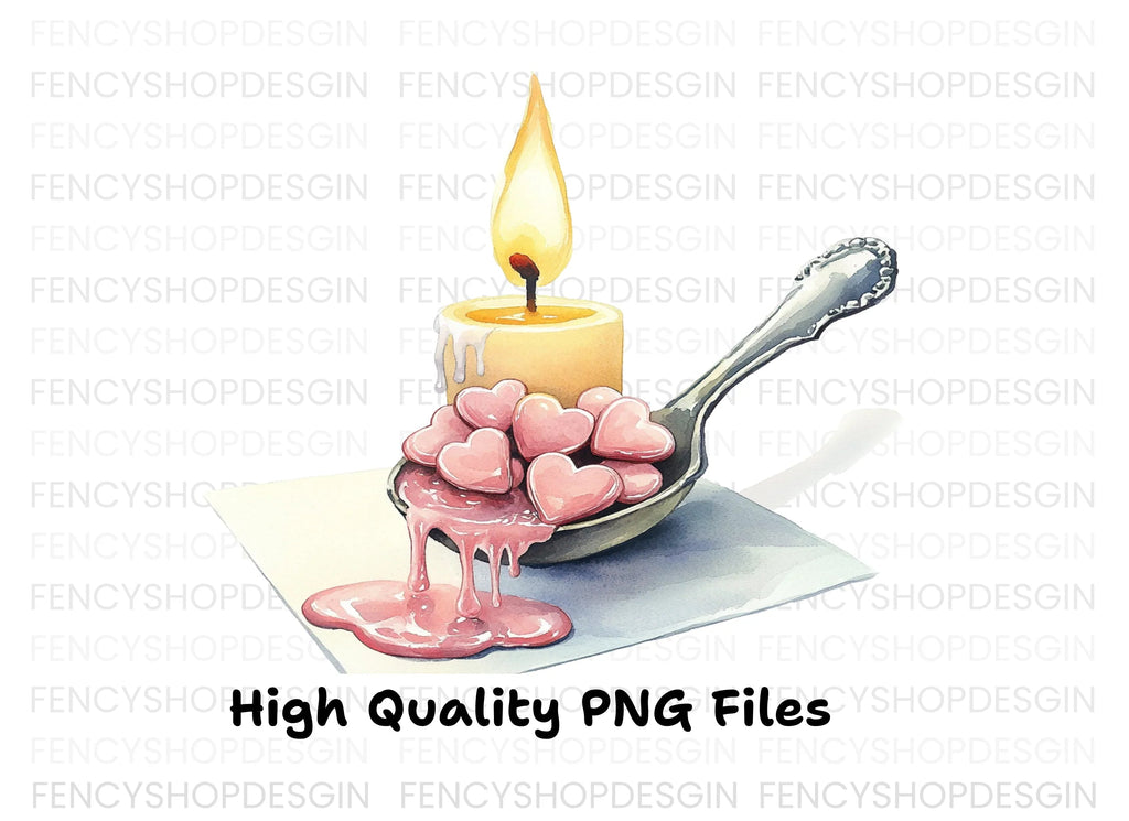 Romantic Candle Heart Clipart Bundle