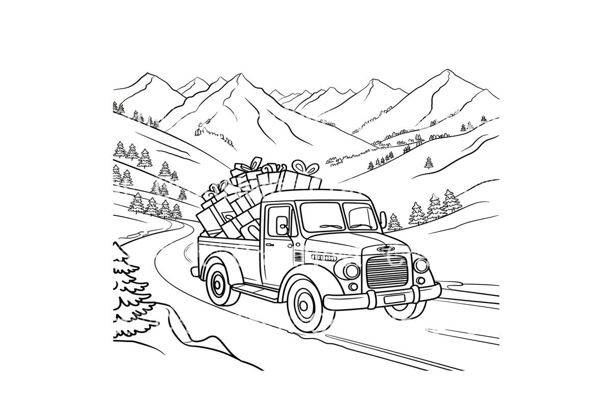 Christmas Truck Mountain Road Coloring Books