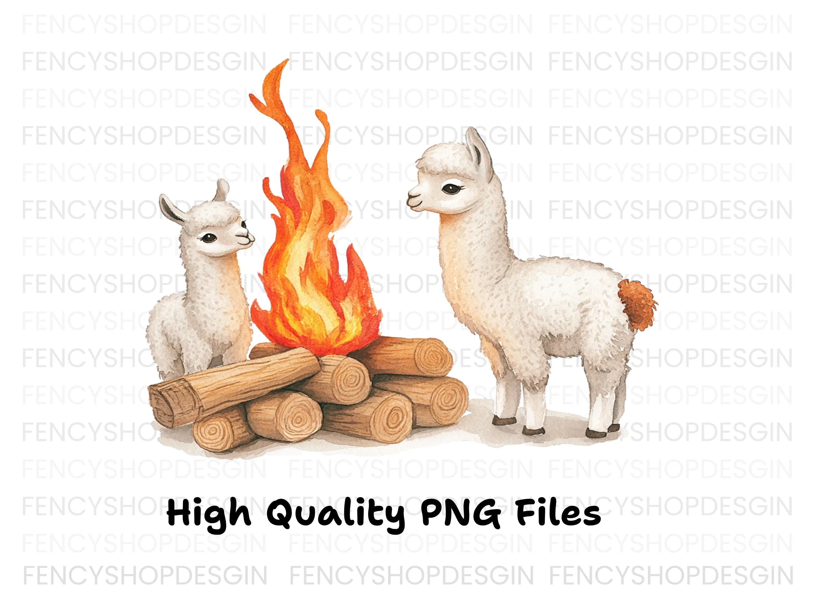 Cute Llama Campfire Clipart Bundle