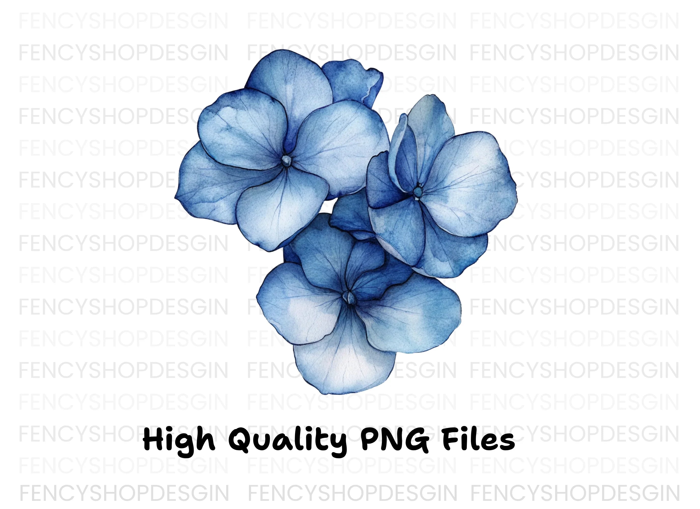 Vibrant Blue Hydrangea Clipart Bundle
