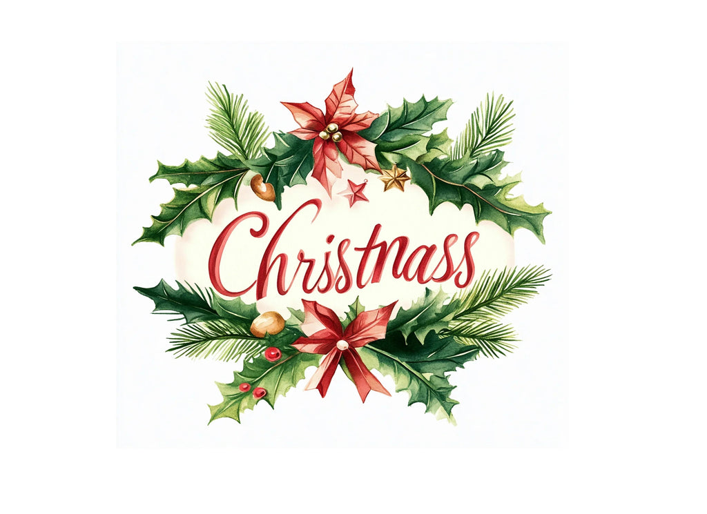 Christmas Holly Wreaths Clipart Bundle