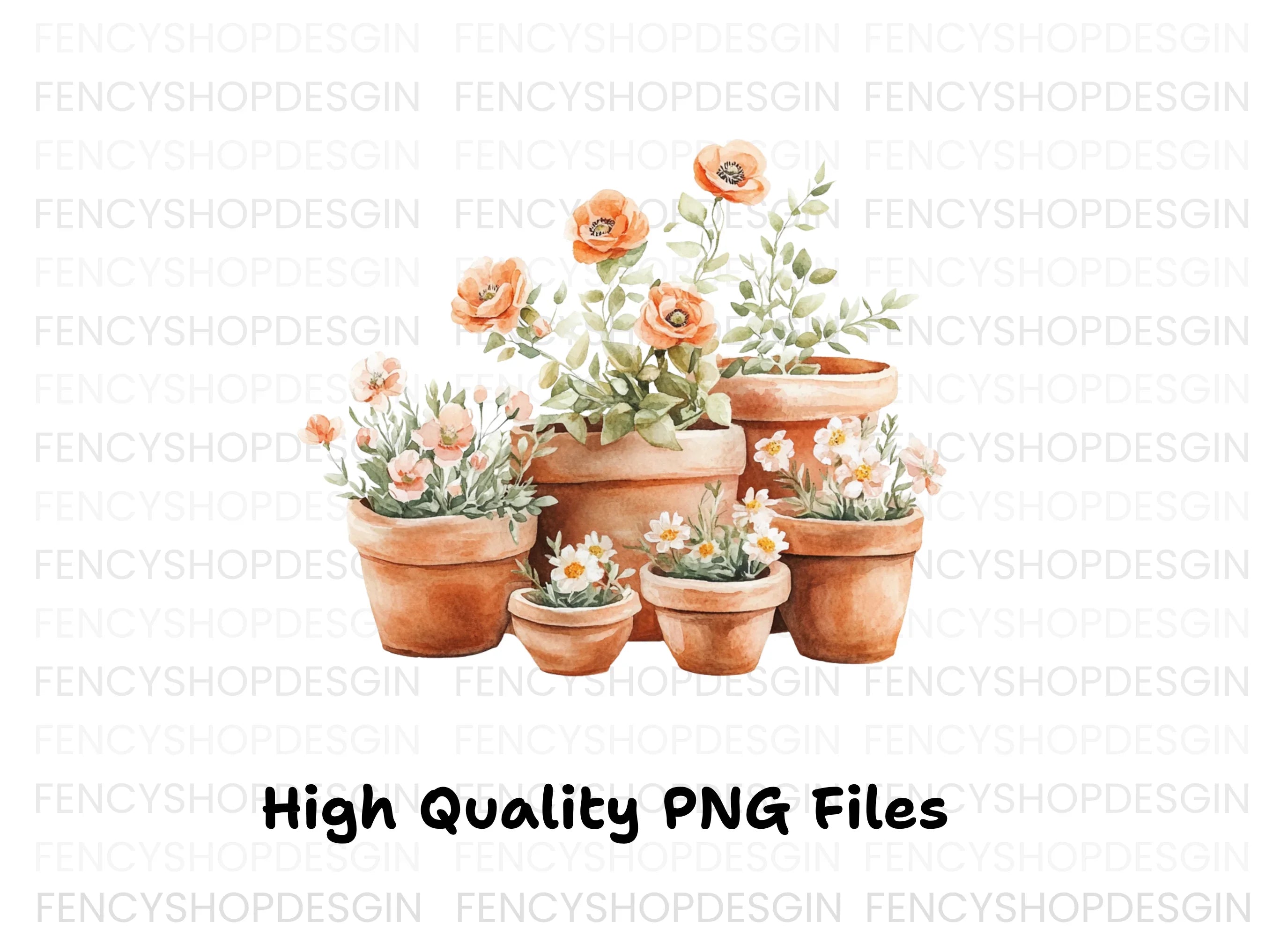 Potted Flowers Clipart Bundle