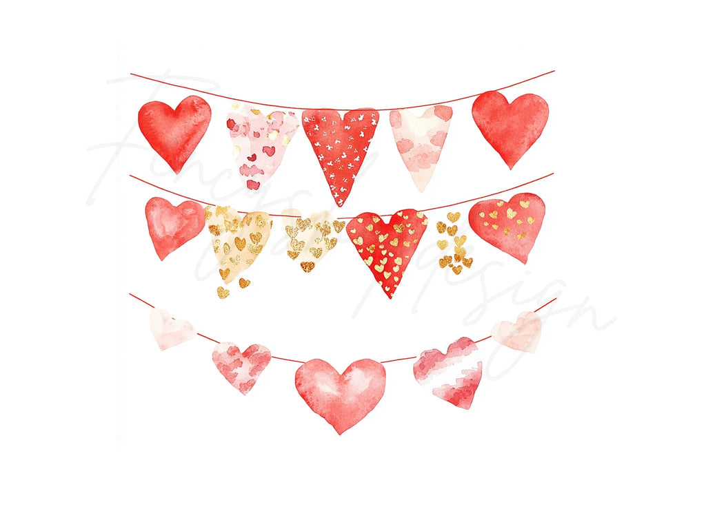 Valentine Heart Banners Clipart Bundle