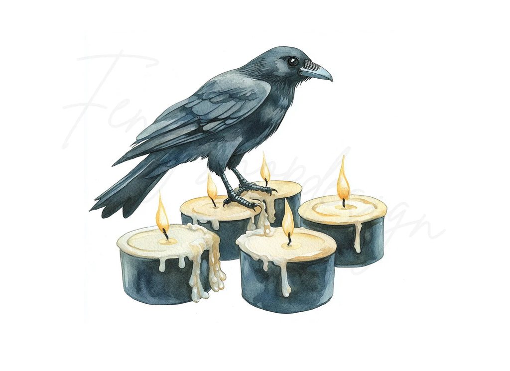 Mystical Crows and Candles Clipart Bundle