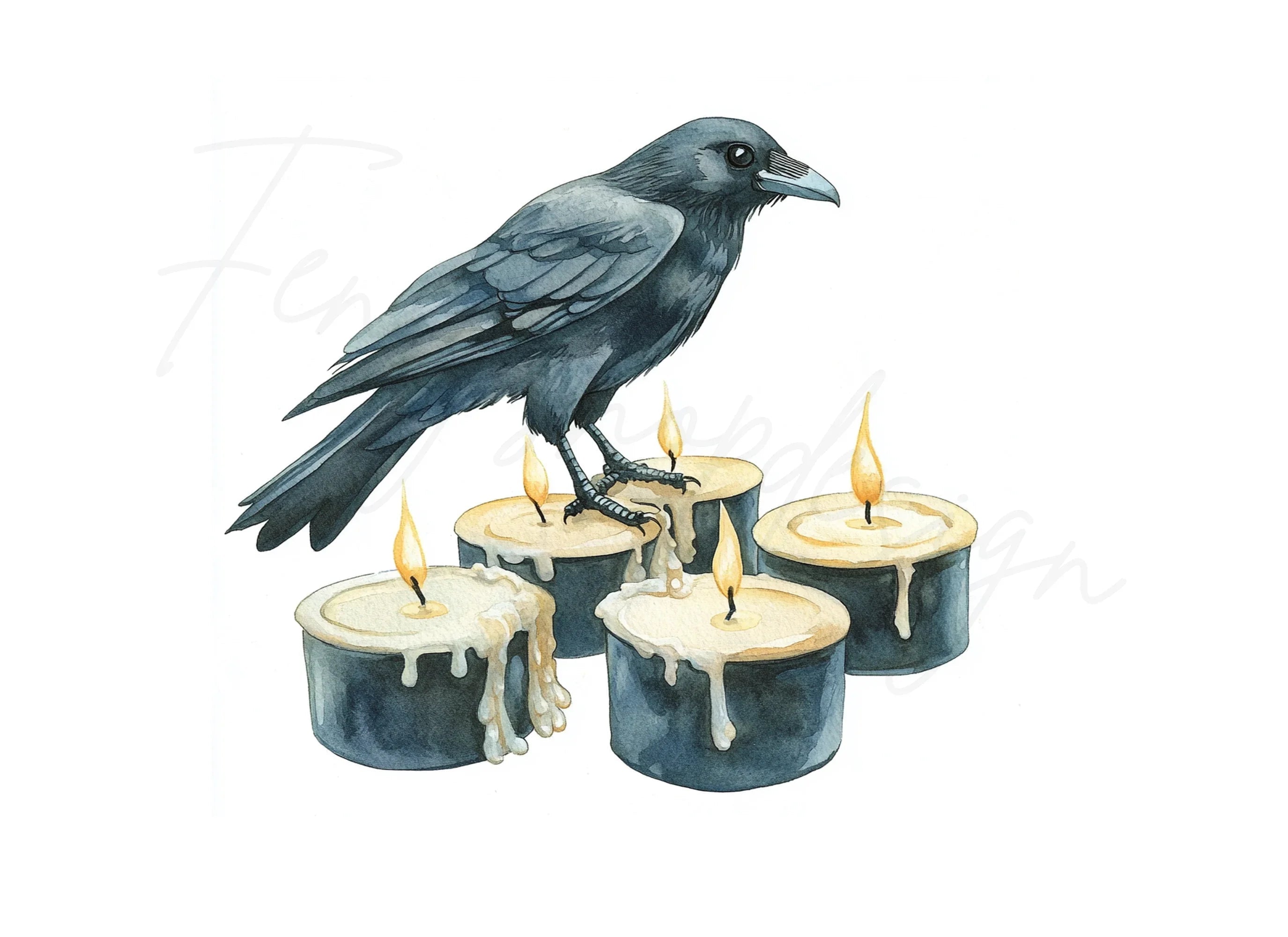 Mystical Crows and Candles Clipart Bundle