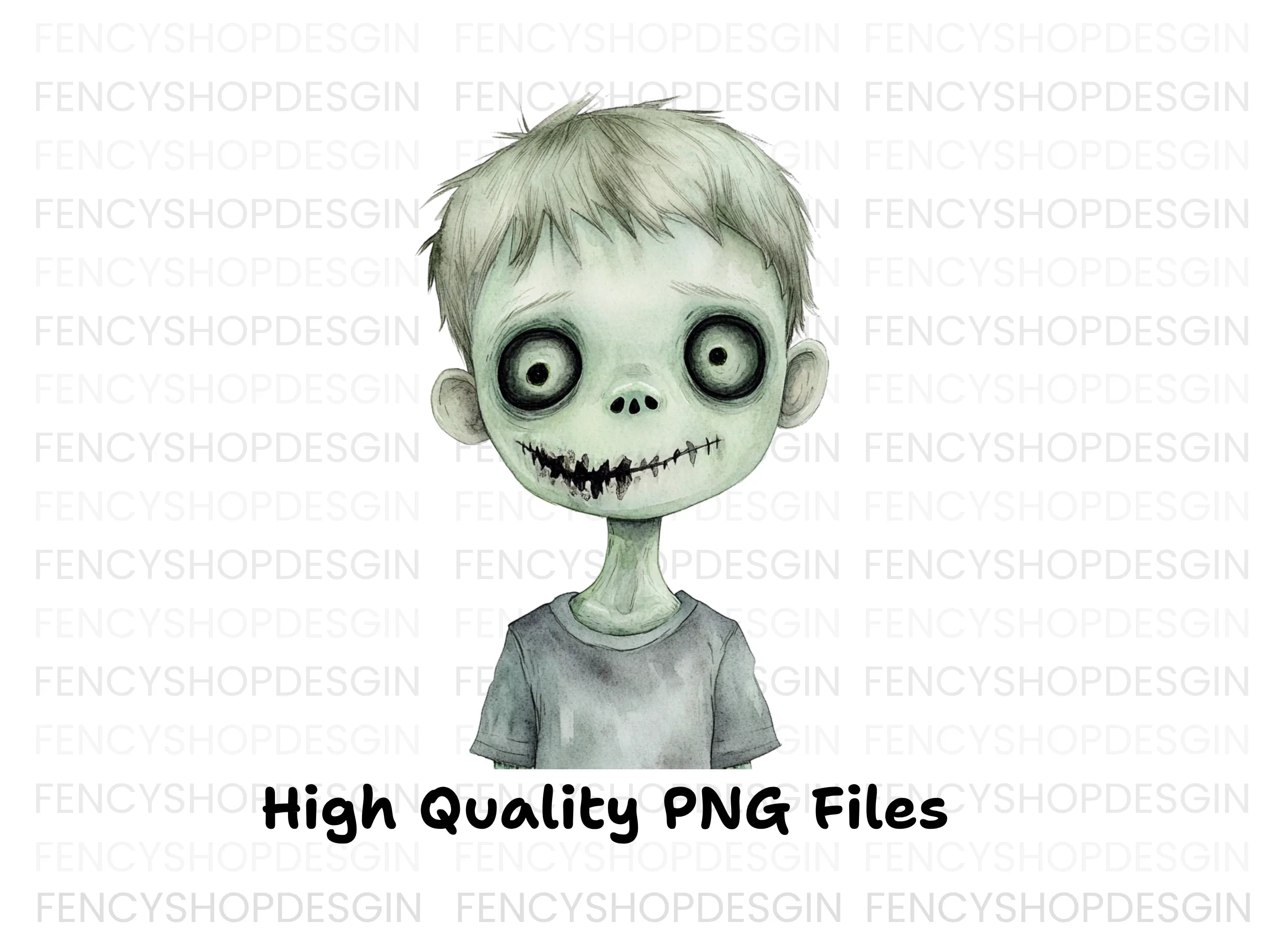 Cute Undead Kids Halloween Clipart Bundle