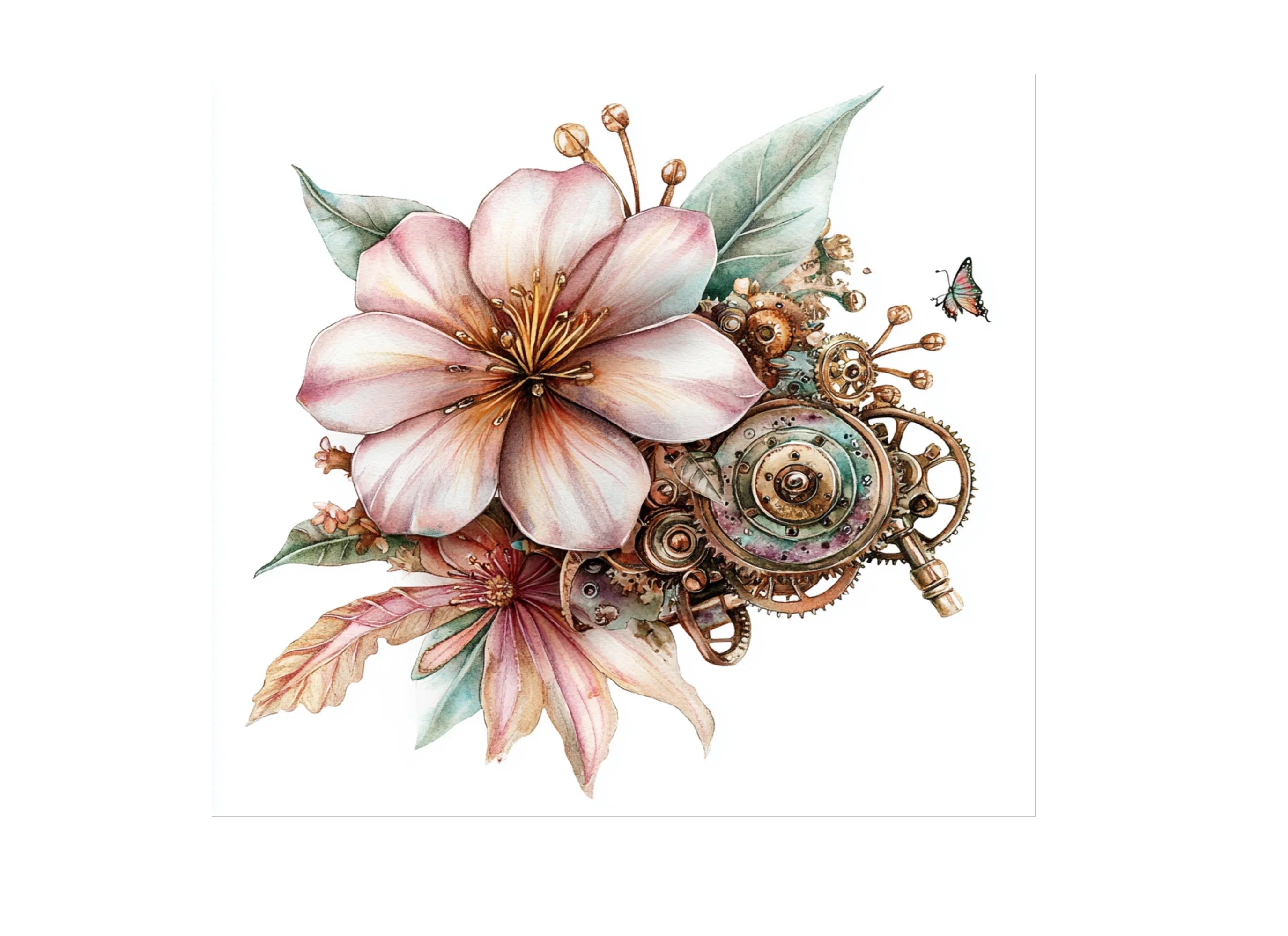 Steampunk Floral Clipart Bundle