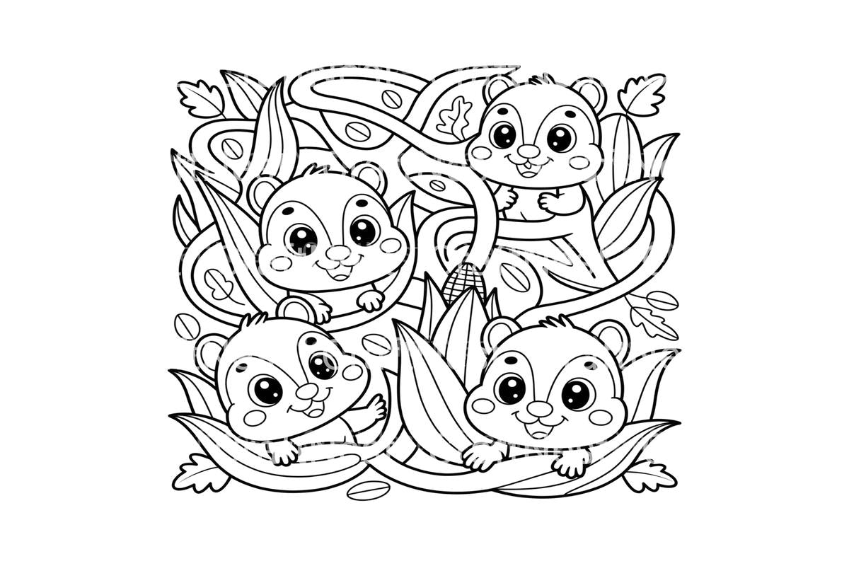 Charming Chipmunks CornfieldFun Coloring Books
