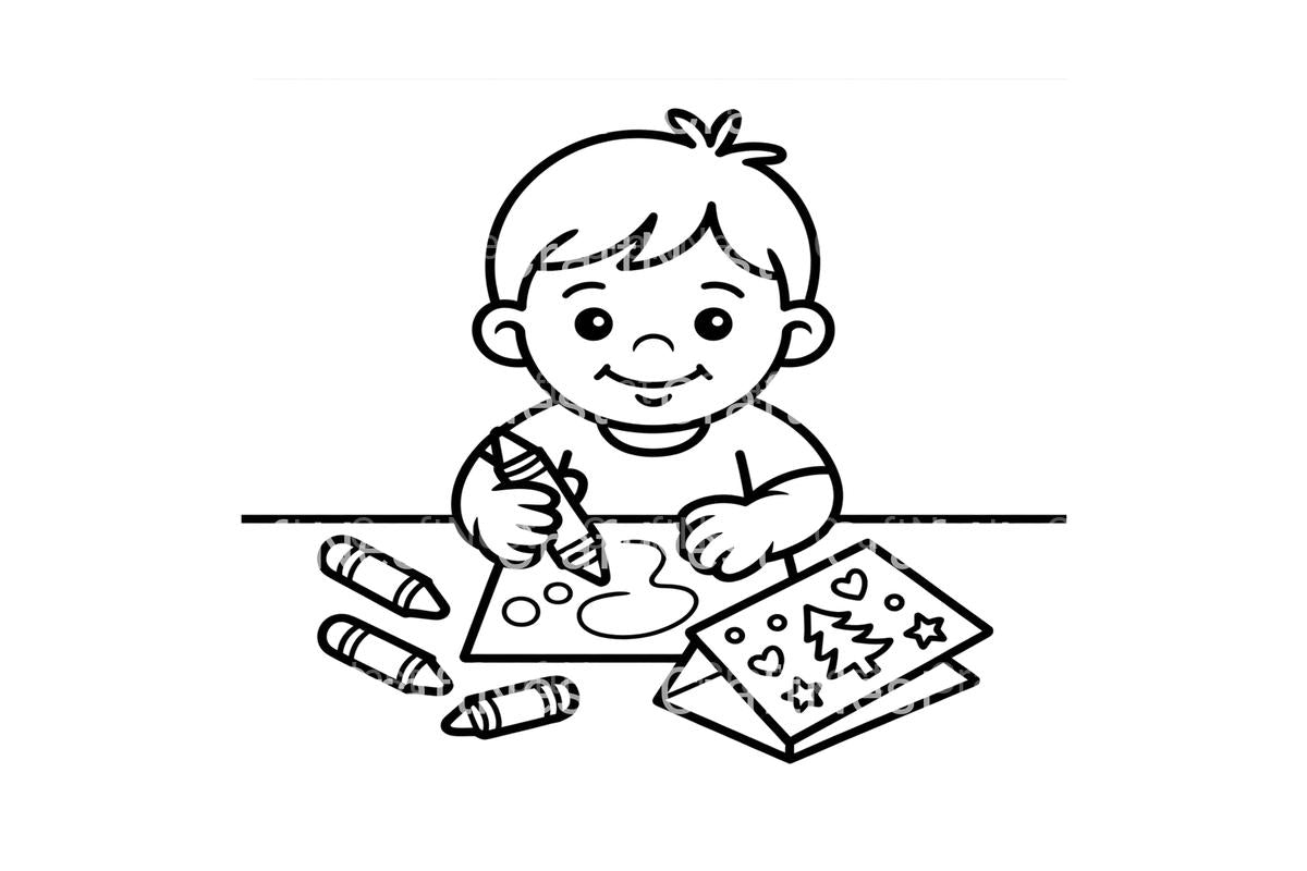 Children Drawing Christmas Pictures Coloring Books