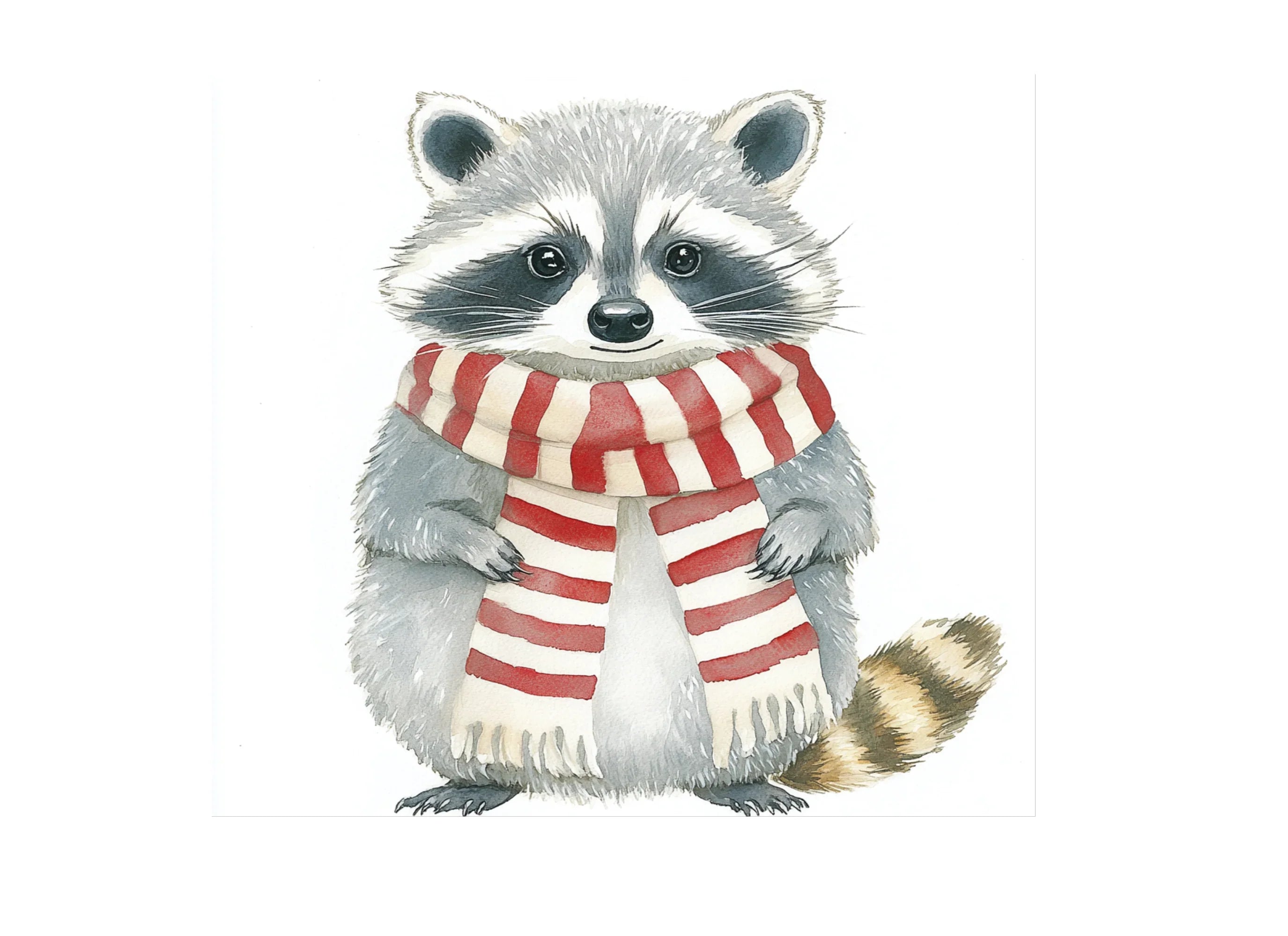 Cute Raccoons with Winter Scarves Clipart Bundle