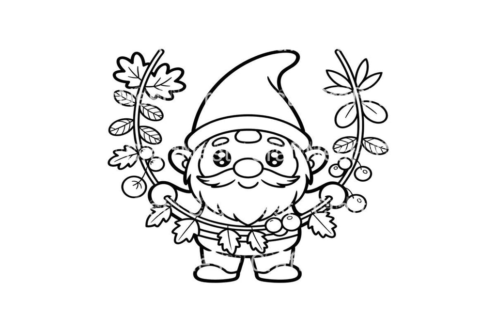 Autumn Gnomes with Leaf Garlands Coloring Books