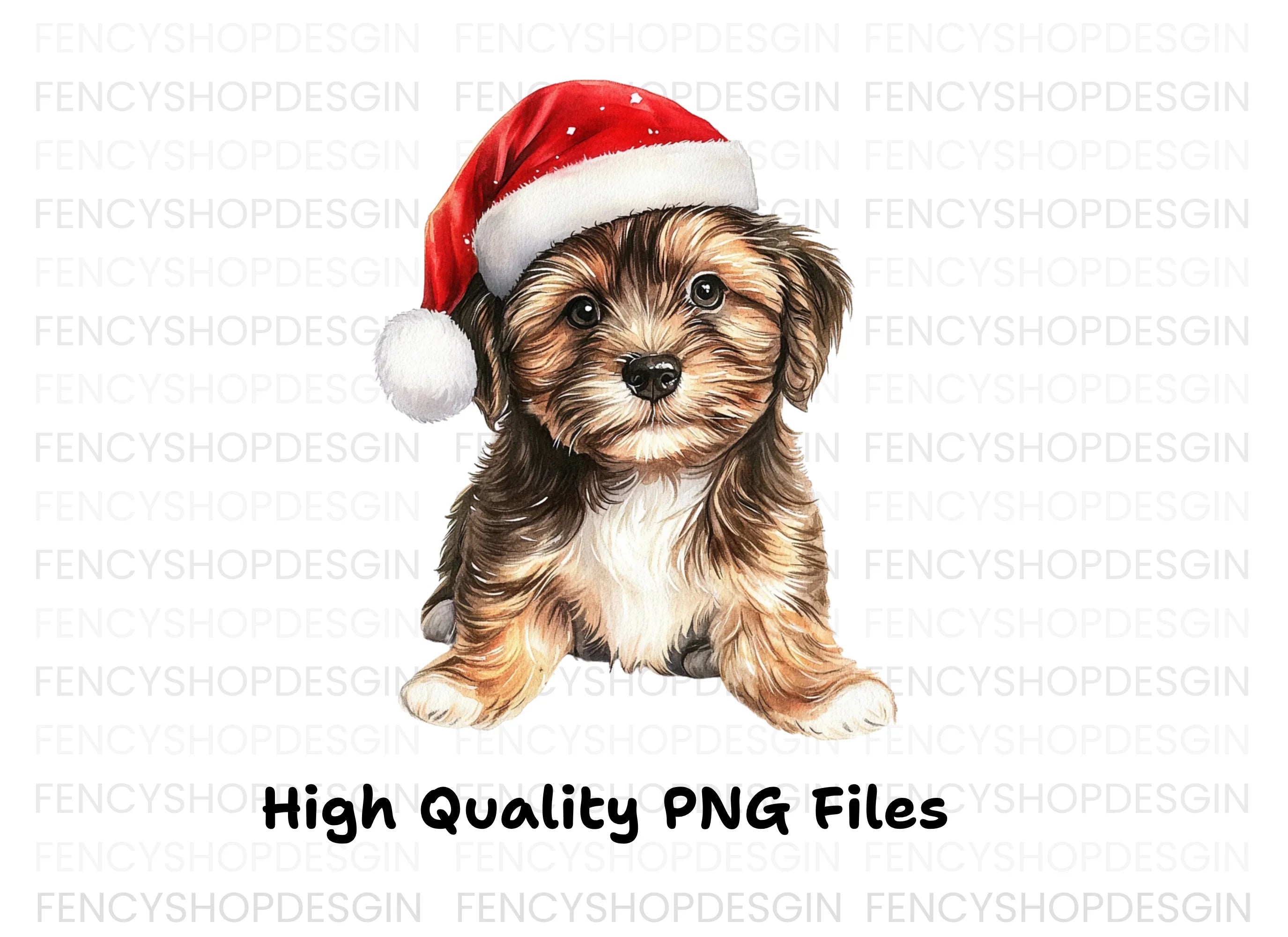 Festive Puppy with Santa Hat Clipart Bundle