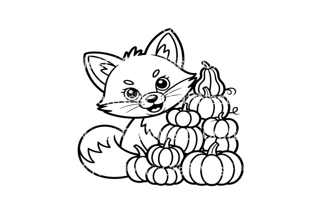 Fox and Pumpkin Pile Coloring Books