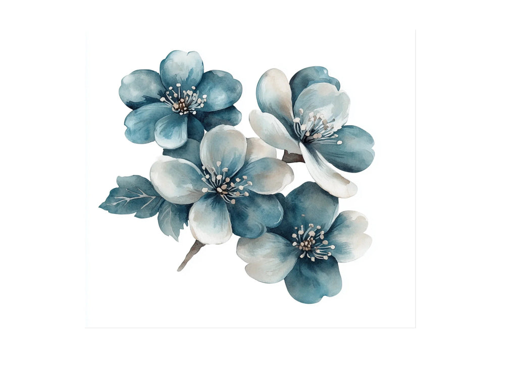 Blue Floral Clipart Bundle