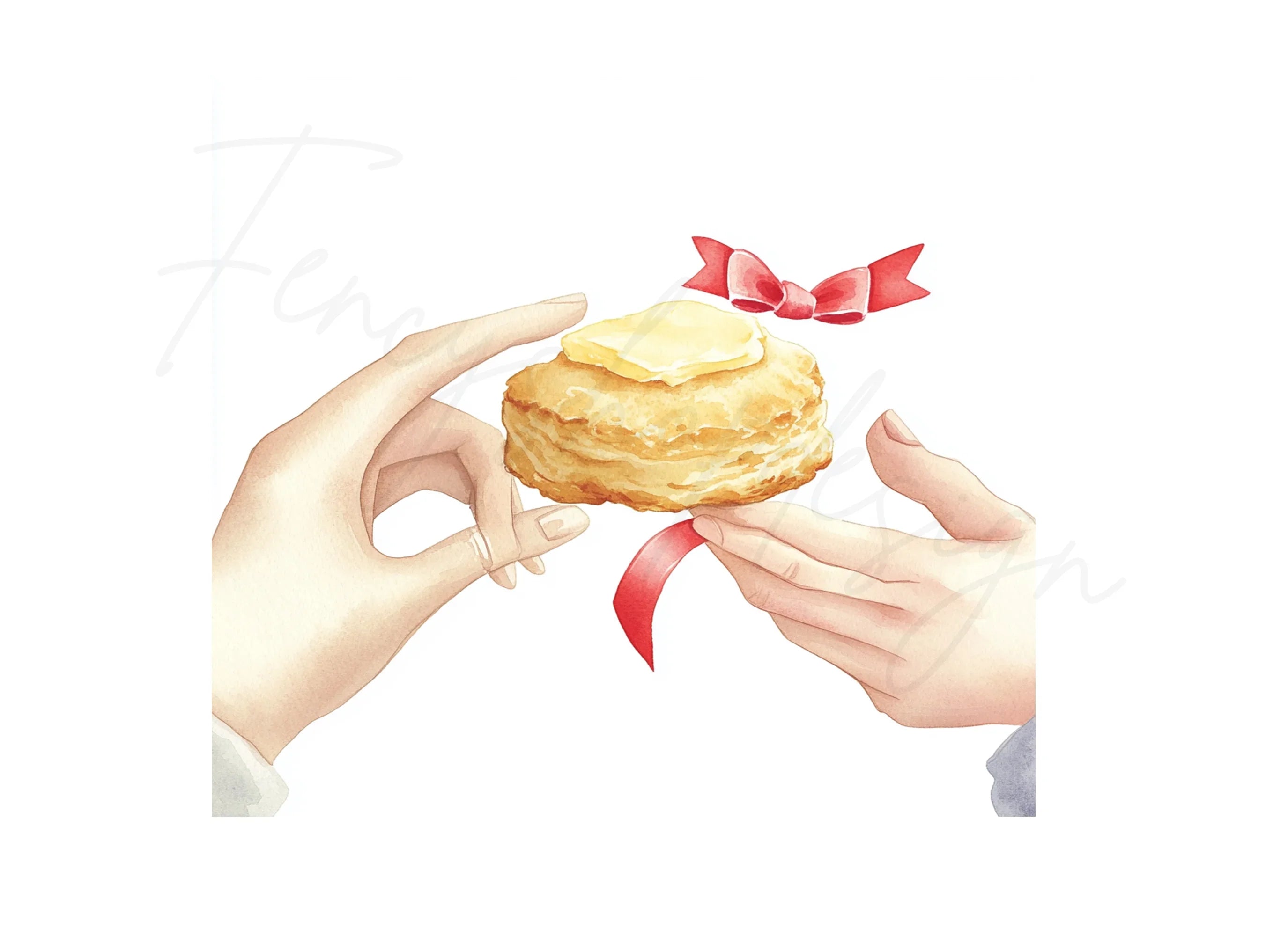 Hands Holding Biscuits with Ribbons Clipart Bundle