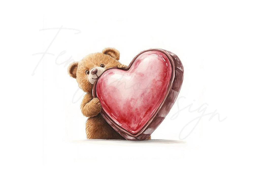 Cute Teddy Bear Holding Heart Clipart Bundle
