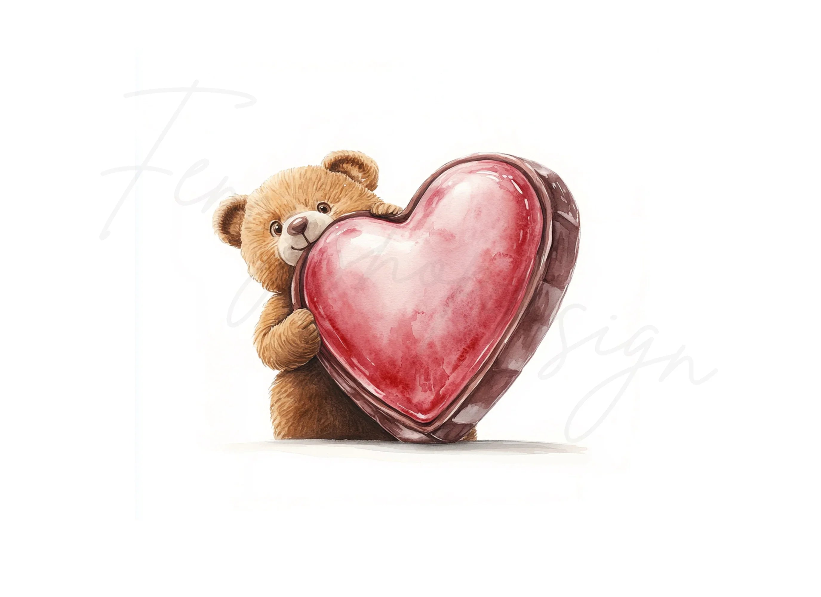 Cute Teddy Bear Holding Heart Clipart Bundle